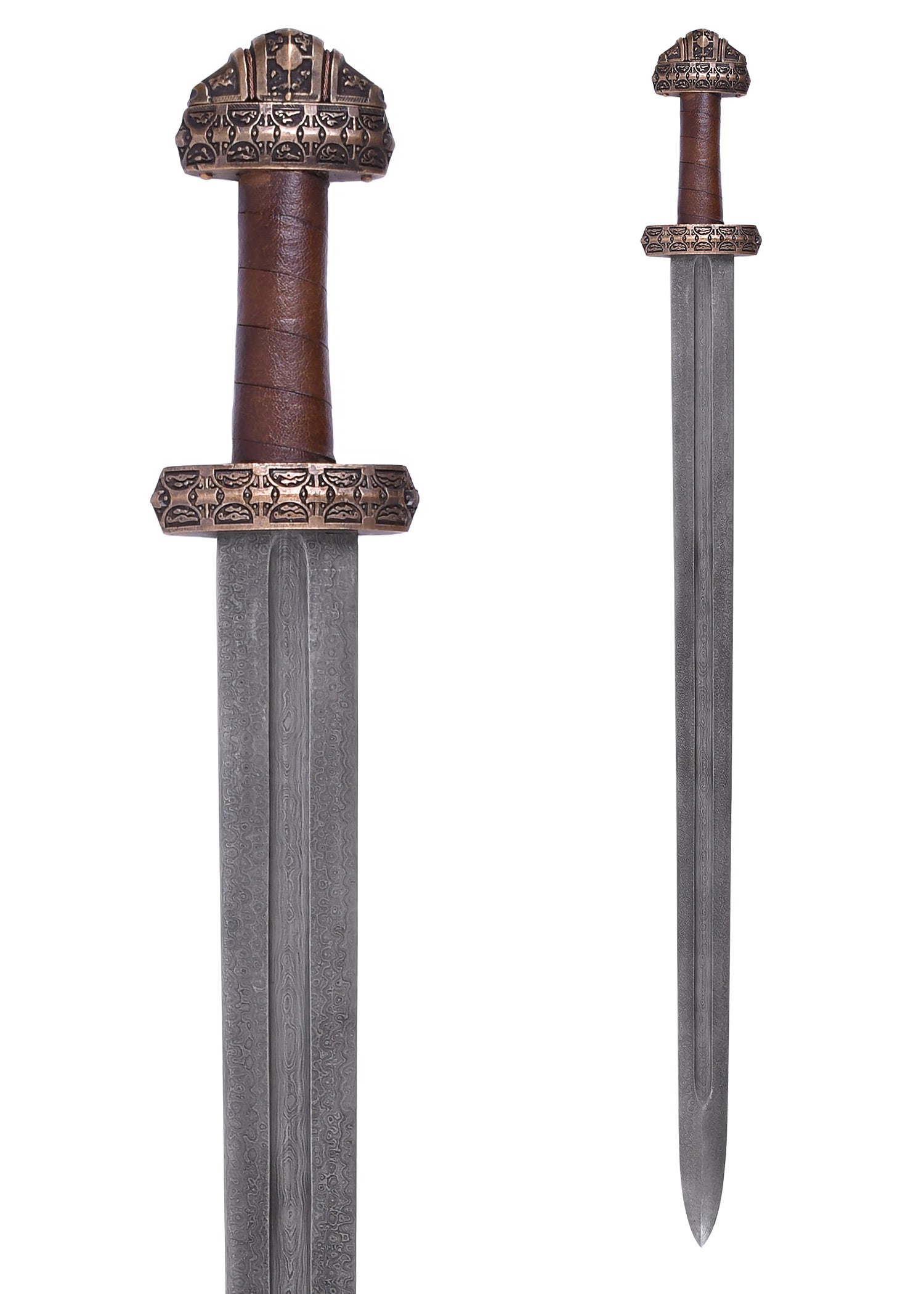 Imagen única de: Espada Vikinga (Isla Eigg) Con Mango De Cuero, Acero Damasco Categoría-B