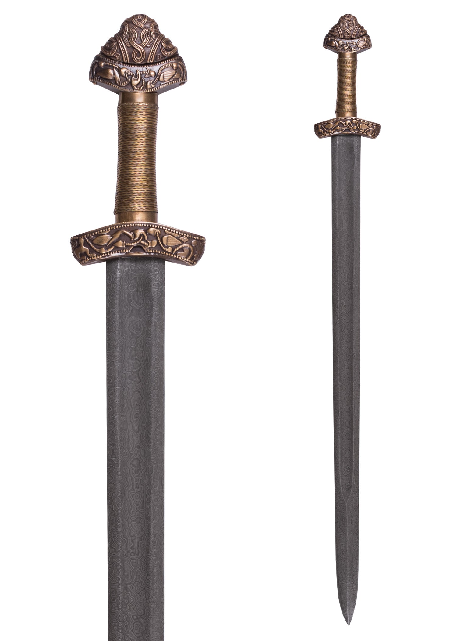 Imagen única de: Espada Vikinga De Dybäck Con Vaina, Acero De Damasco Categoría-B