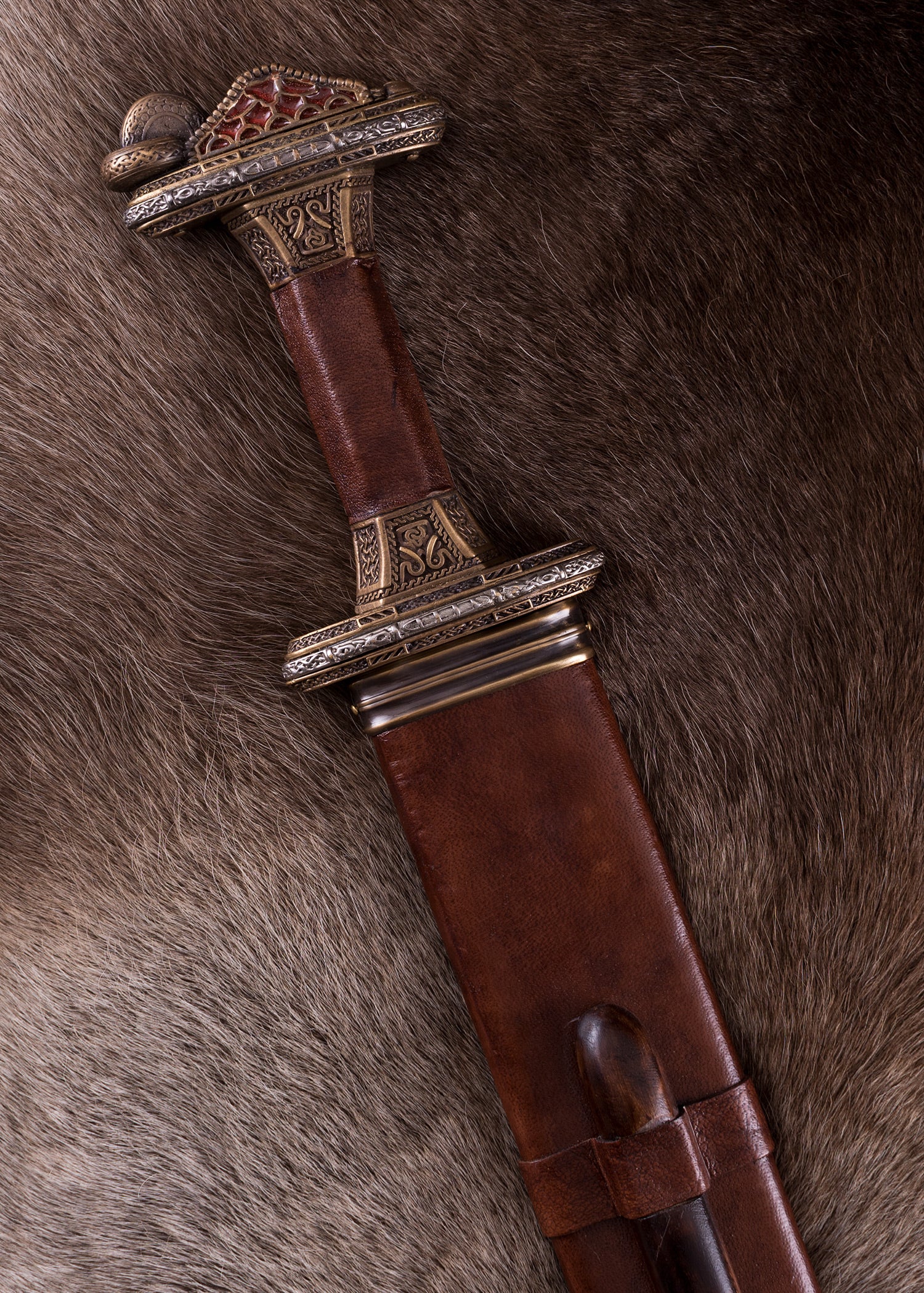 Imagen única de: Espada De Época Vendel Con Vaina, Empuñadura De Latón, Acero De Damasco Categoría-B