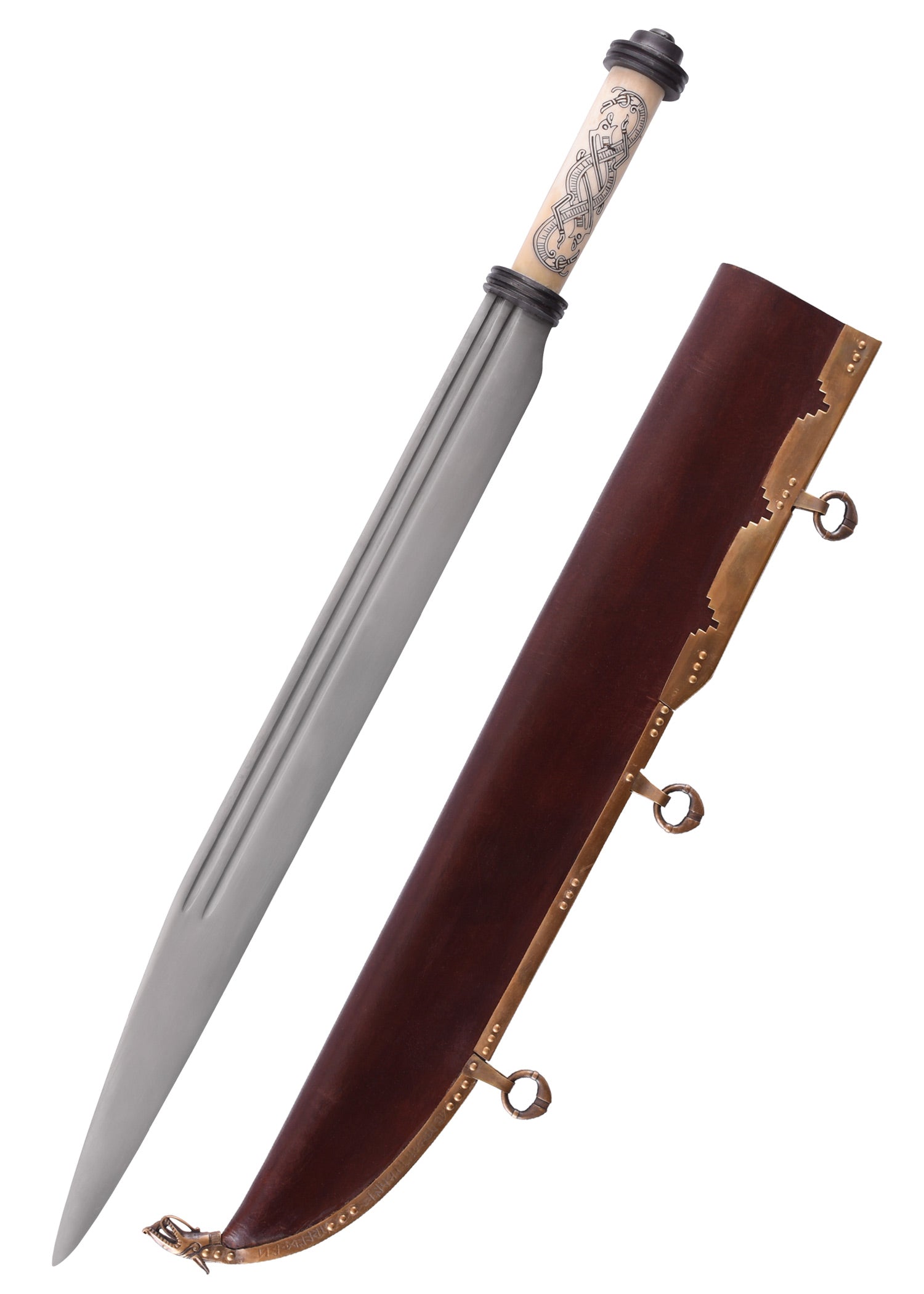 Imagen única de: Sax (Seax) Largo Vikingo Con Mango De Hueso Estilo Jellinge, Siglo X.