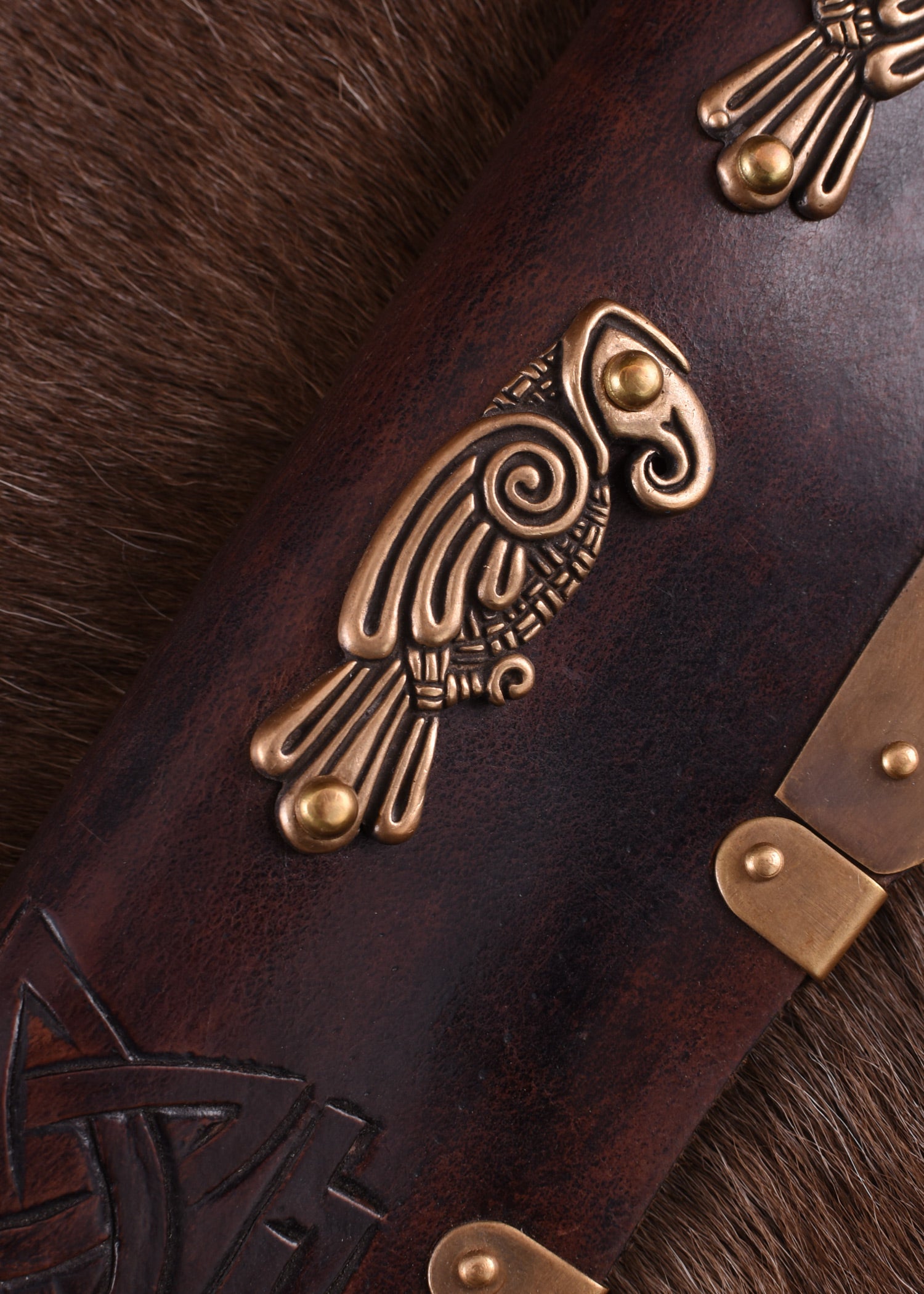 Imagen única de: Sax (Seax) Largo Vikingo, Mango De Hueso Con Cuervos Nórdicos Hugin Y Munin