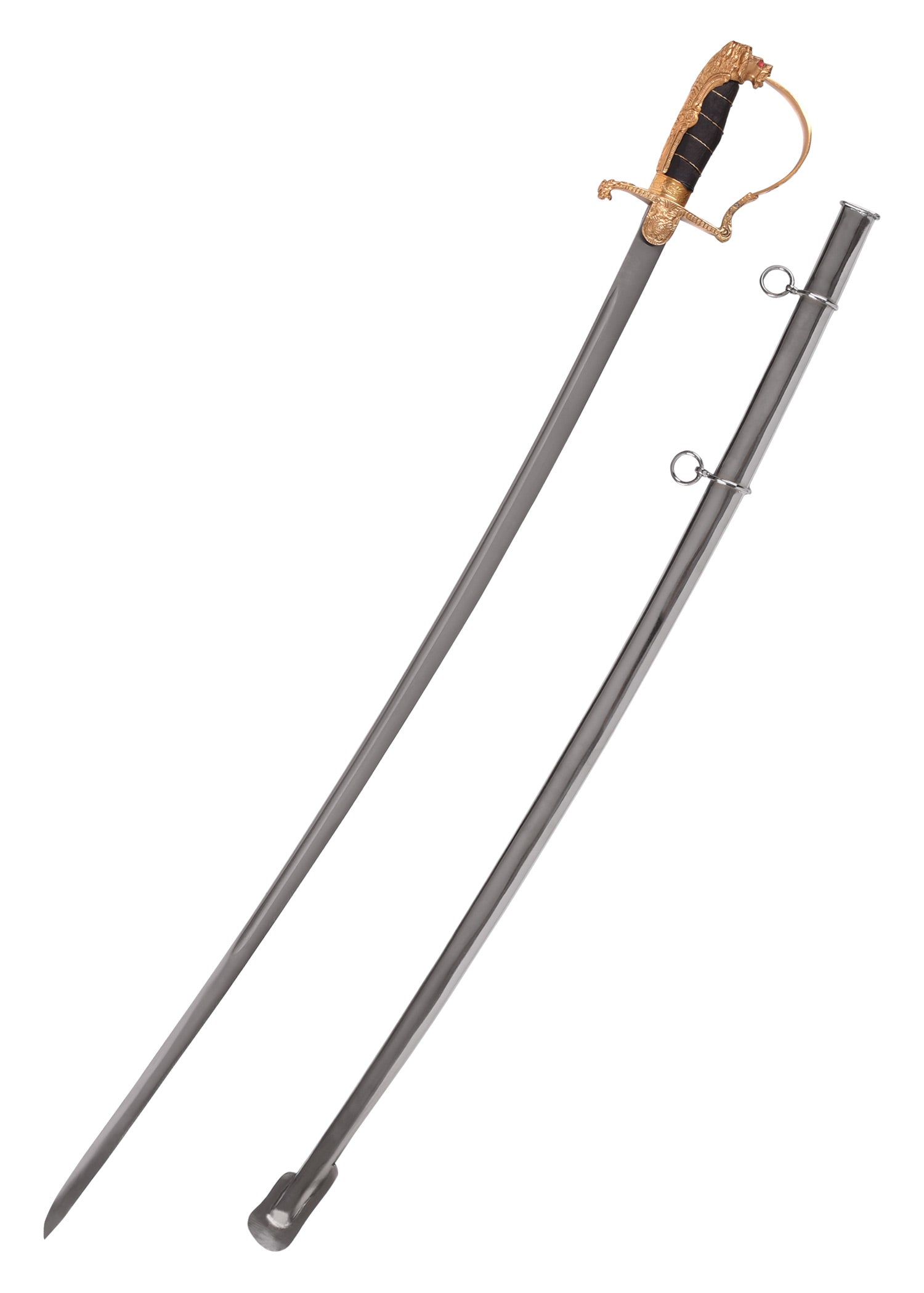 Imagen única de: Sable De Desfile Alemán Con Cabeza De León Y Vaina De Acero - Tienda Medieval.