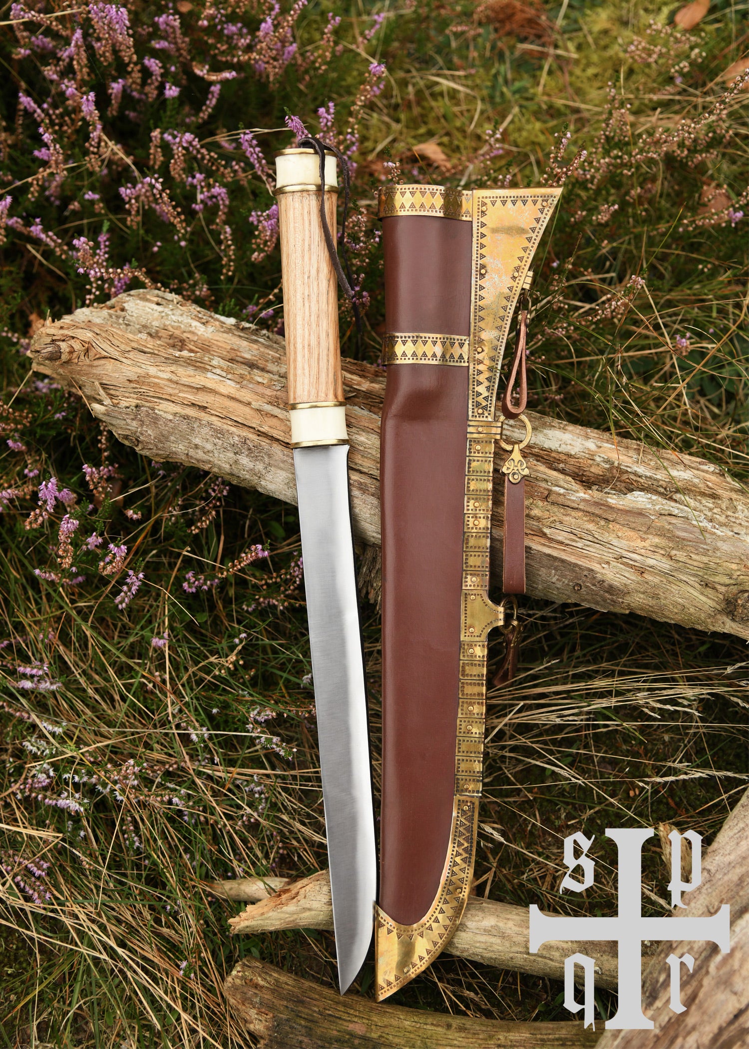 Imagen única de: Sax (Seax) Vikingo Fabricado En Acero Al Carbono Con Mango De Madera/hueso