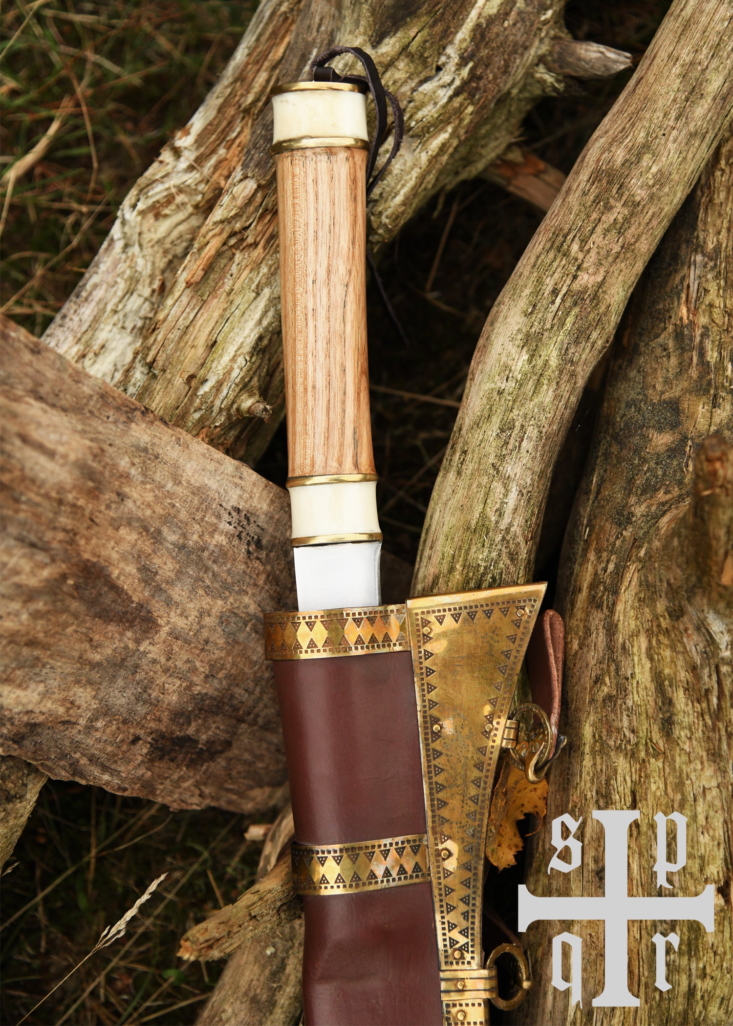 Imagen única de: Sax (Seax) Vikingo Fabricado En Acero Al Carbono Con Mango De Madera/hueso