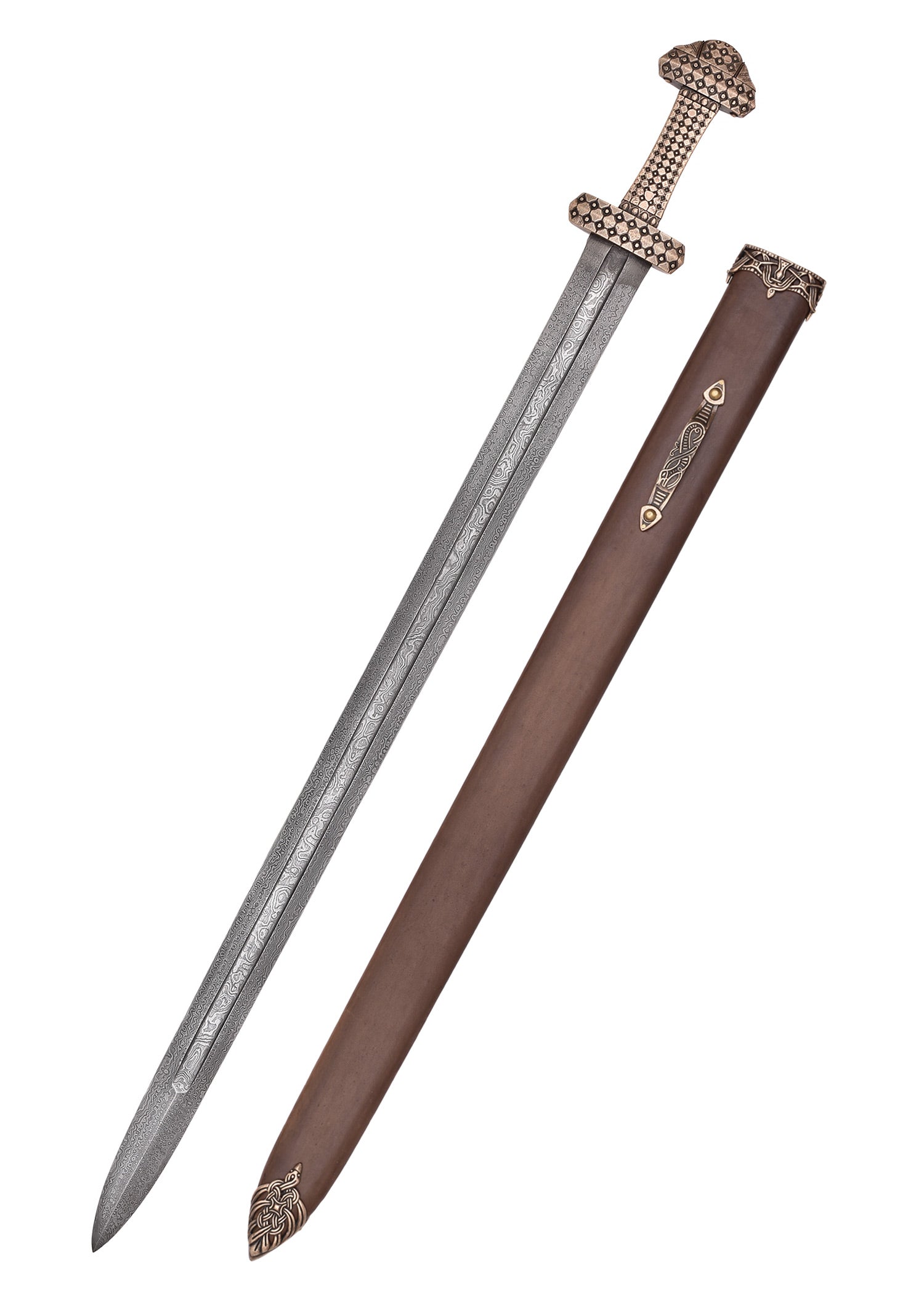 Imagen única de: Espada Vikinga Con Mango De Bronce, Acero Damasco. Categoría-B