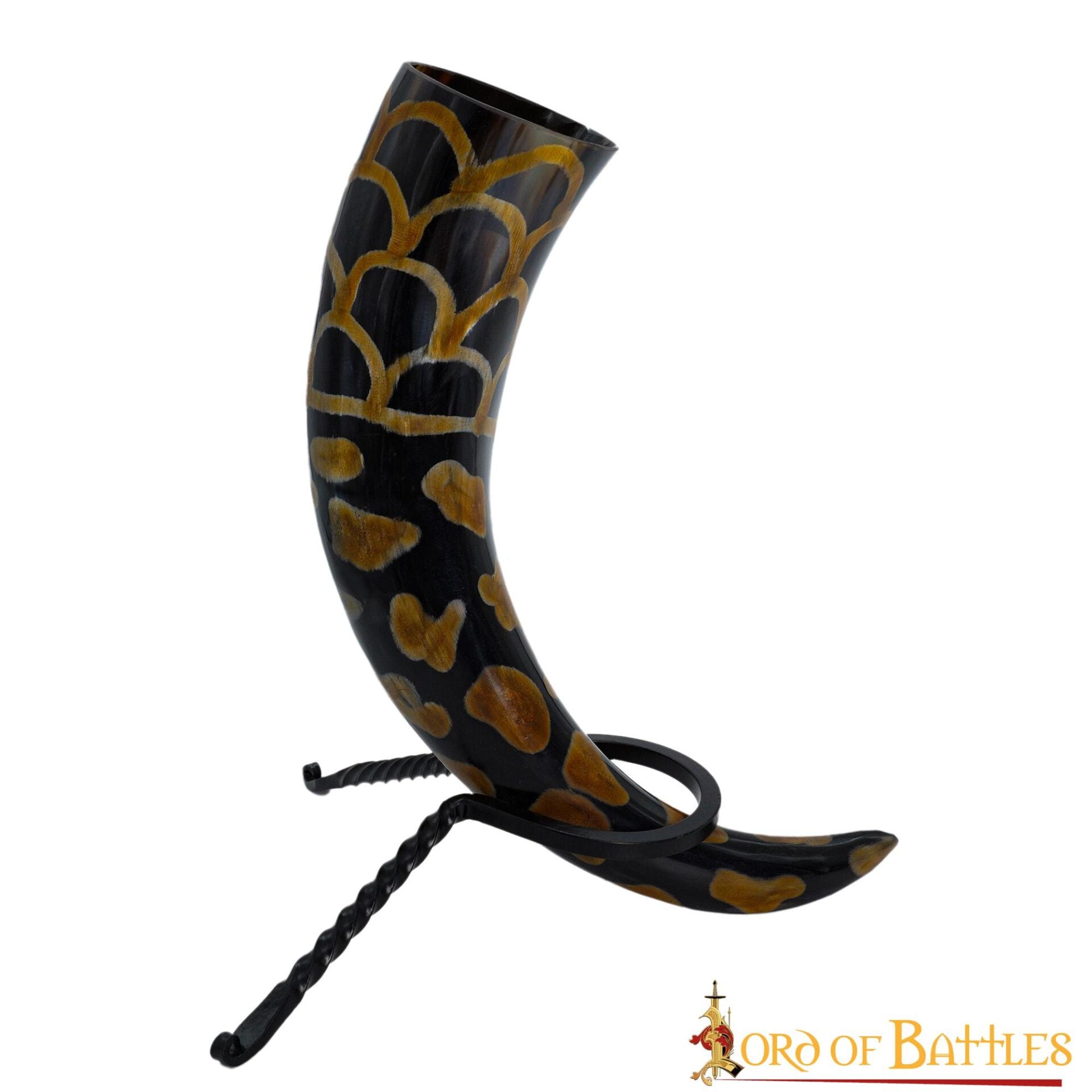 Imagen única de: Soporte Medieval de Hierro Forjado para Cuernos de Beber - Soporte para Cuernos Forjado a Mano con Acabado de Aceite Ennegrecido