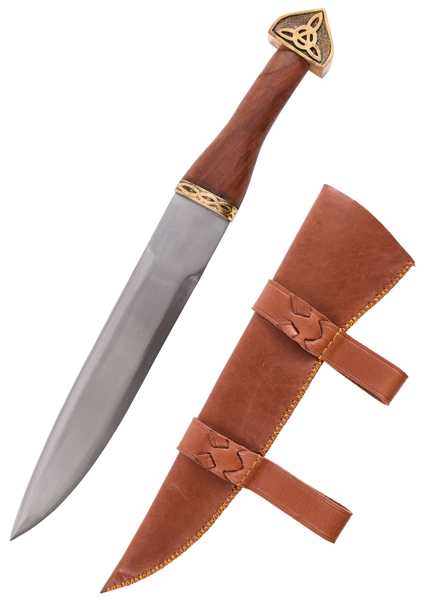 Imagen única de: Sax (Seax) Vikingo Con Funda De Cuero Marrón Y Mango De Madera