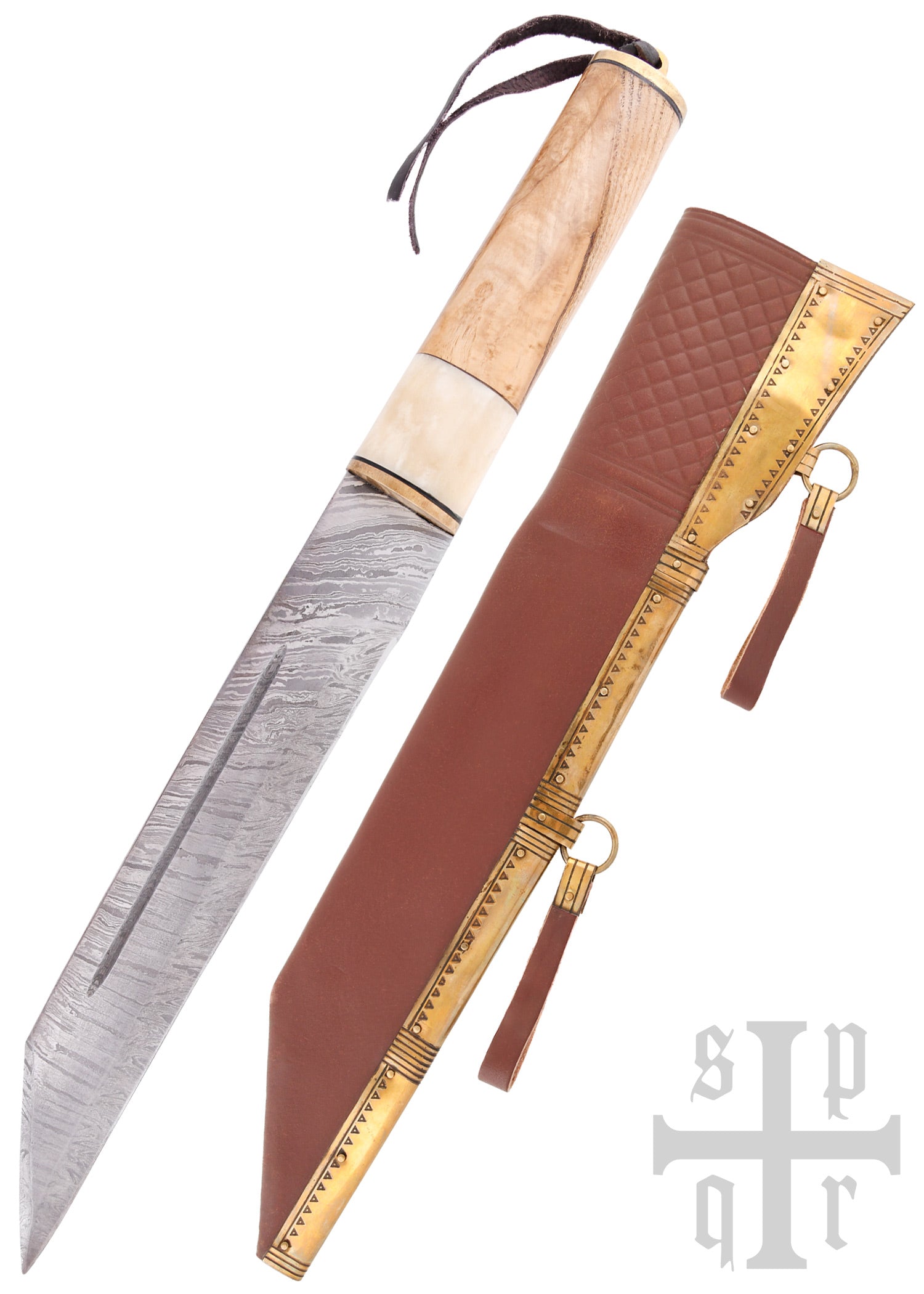 Imagen única de: Skramasax, Sax (Seax) Fabricado En Acero Damasco Con Mango De Madera/hueso