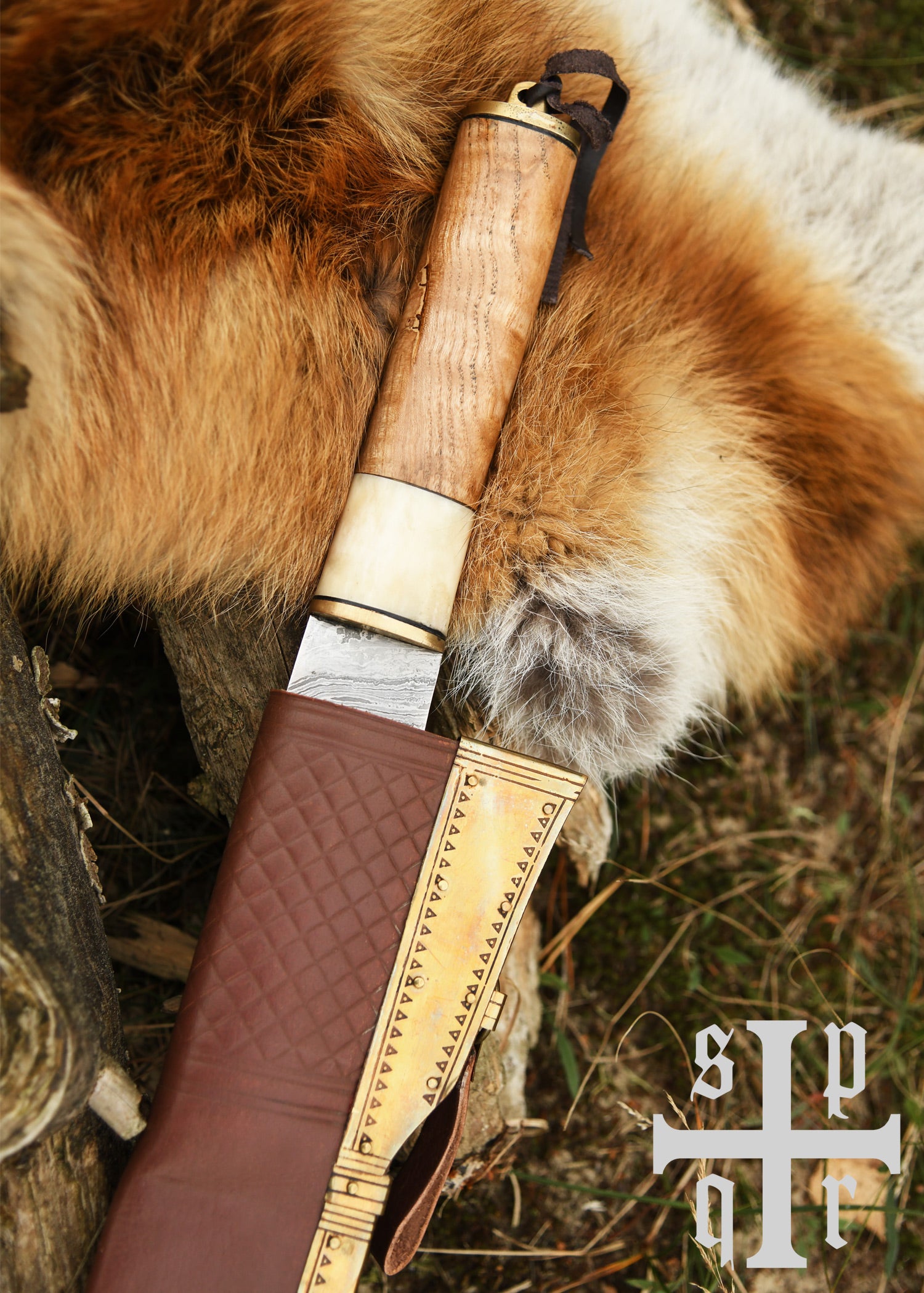 Imagen única de: Skramasax, Sax (Seax) Fabricado En Acero Damasco Con Mango De Madera/hueso