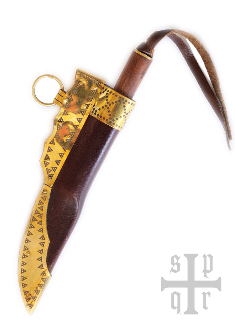 Imagen única de: Cuchillo Vikingo Pequeño, Acero De Damasco, Mango De Madera/hueso Con Motivo De Serpiente