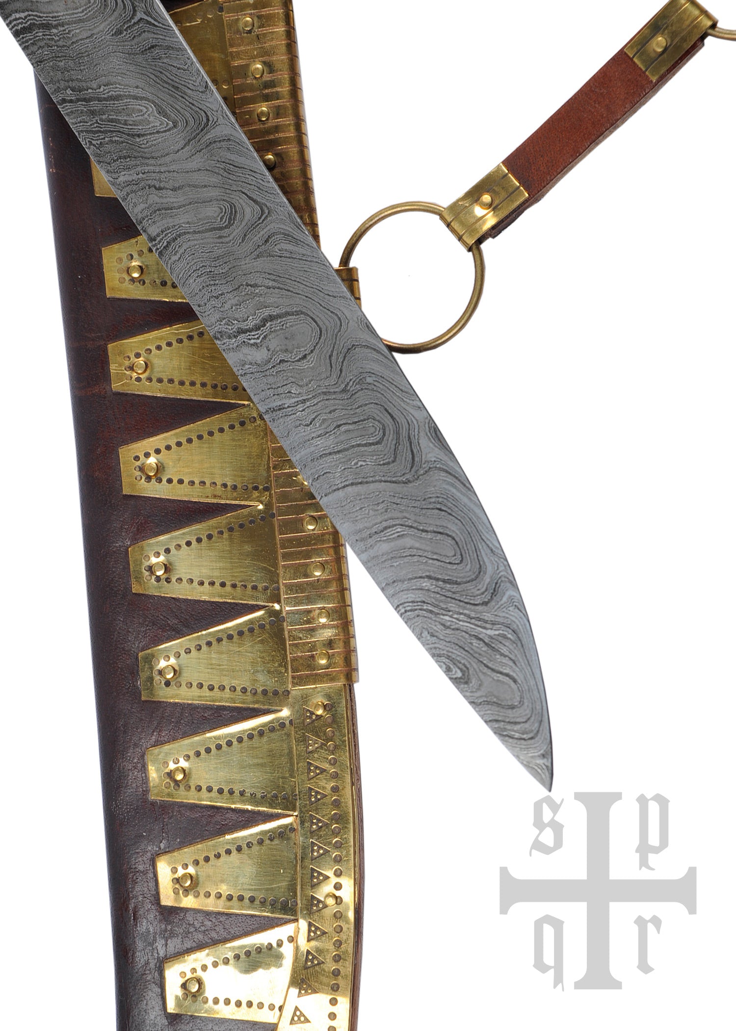 Imagen única de: Cuchillo De Sax (Seax) Vikingo, Sax (Seax) Largo De Acero De Damasco, Mango De Hueso De Madera