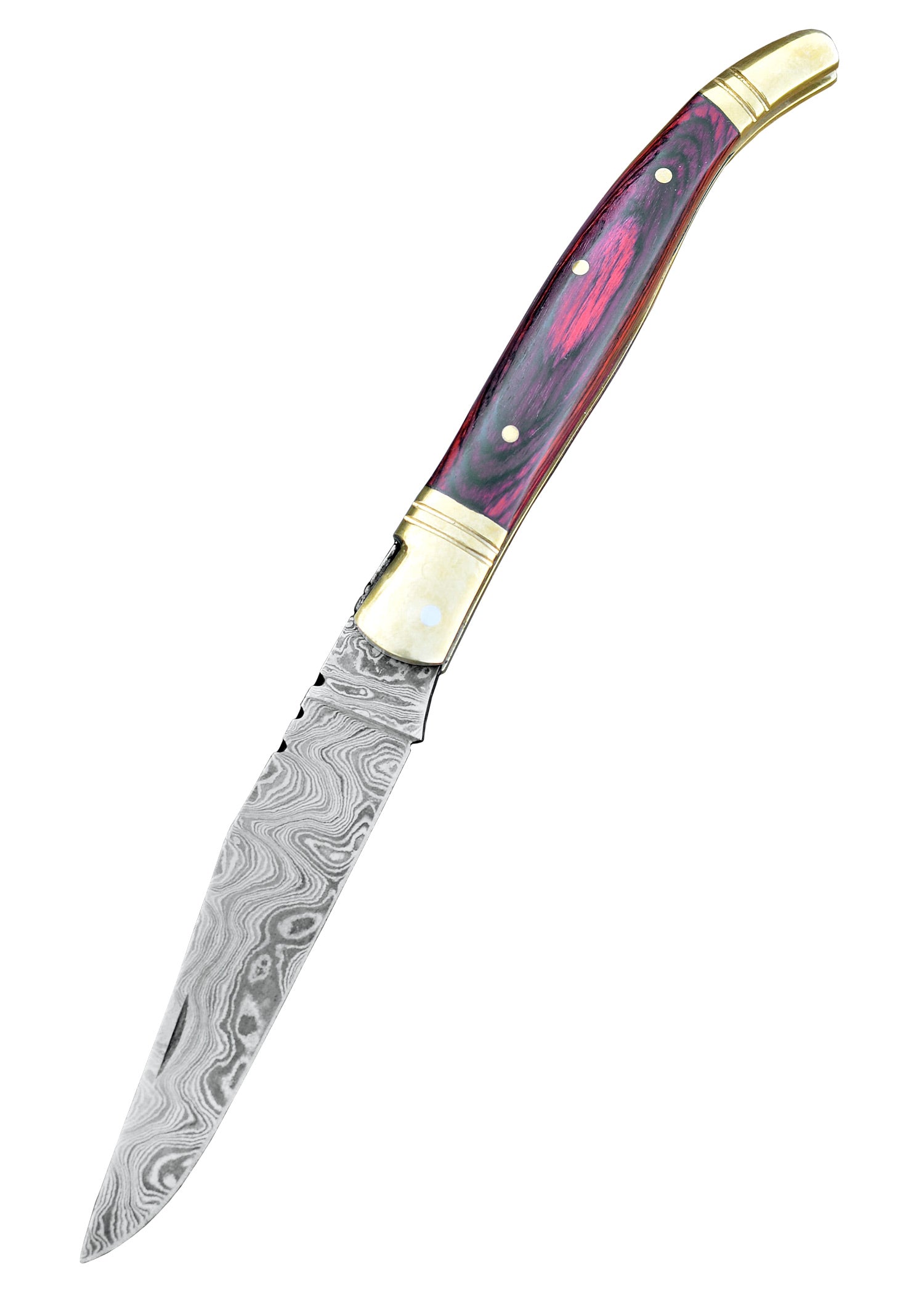 Imagen única de: Navaja Plegable Con Hoja De Acero Damasco, Con Ligeros Defectos.