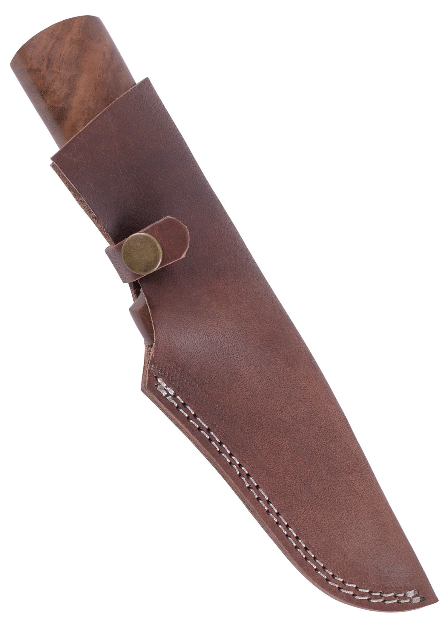 Imagen única de: Cuchillo De Viaje Con Mango De Madera, Incluida Funda De Cuero.