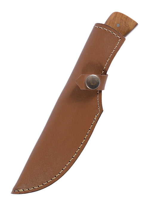 Imagen única de: Cuchillo Con Mango De Madera De Olivo Y Funda De Cuero.