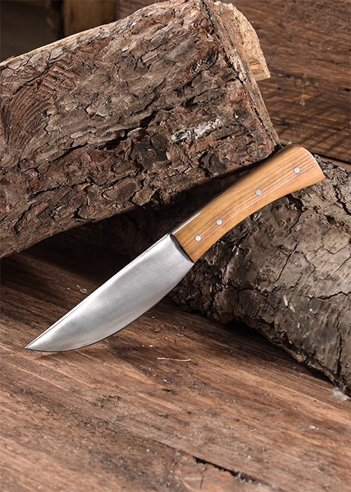 Imagen única de: Cuchillo Con Mango De Madera De Olivo Y Funda De Cuero.