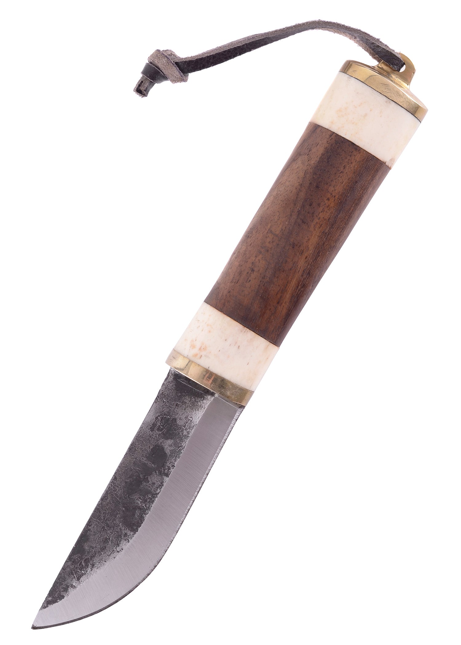 Imagen única de: Cuchillo Multiusos Con Mango De Hueso/madera Y Funda De Cuero.