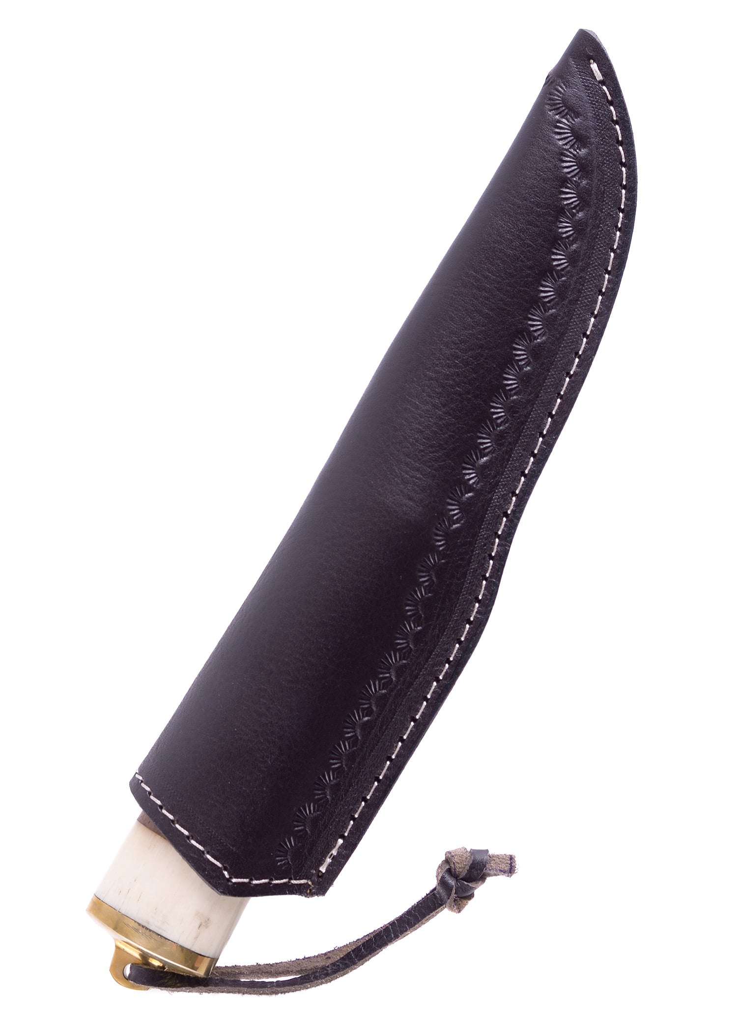 Imagen única de: Cuchillo Multiusos Con Mango De Hueso/madera Y Funda De Cuero.