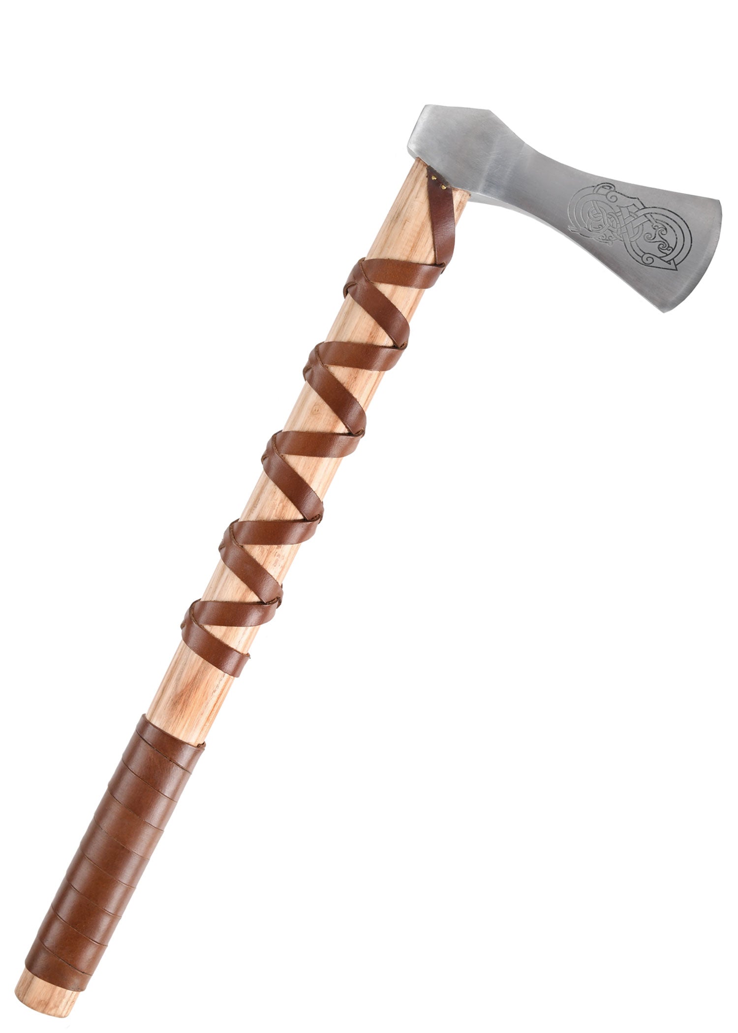 Imagen única de: Hacha Vikinga Fabricada En Acero Fundido, Tipo A, Con Grabado Y Forrado En Cuero.