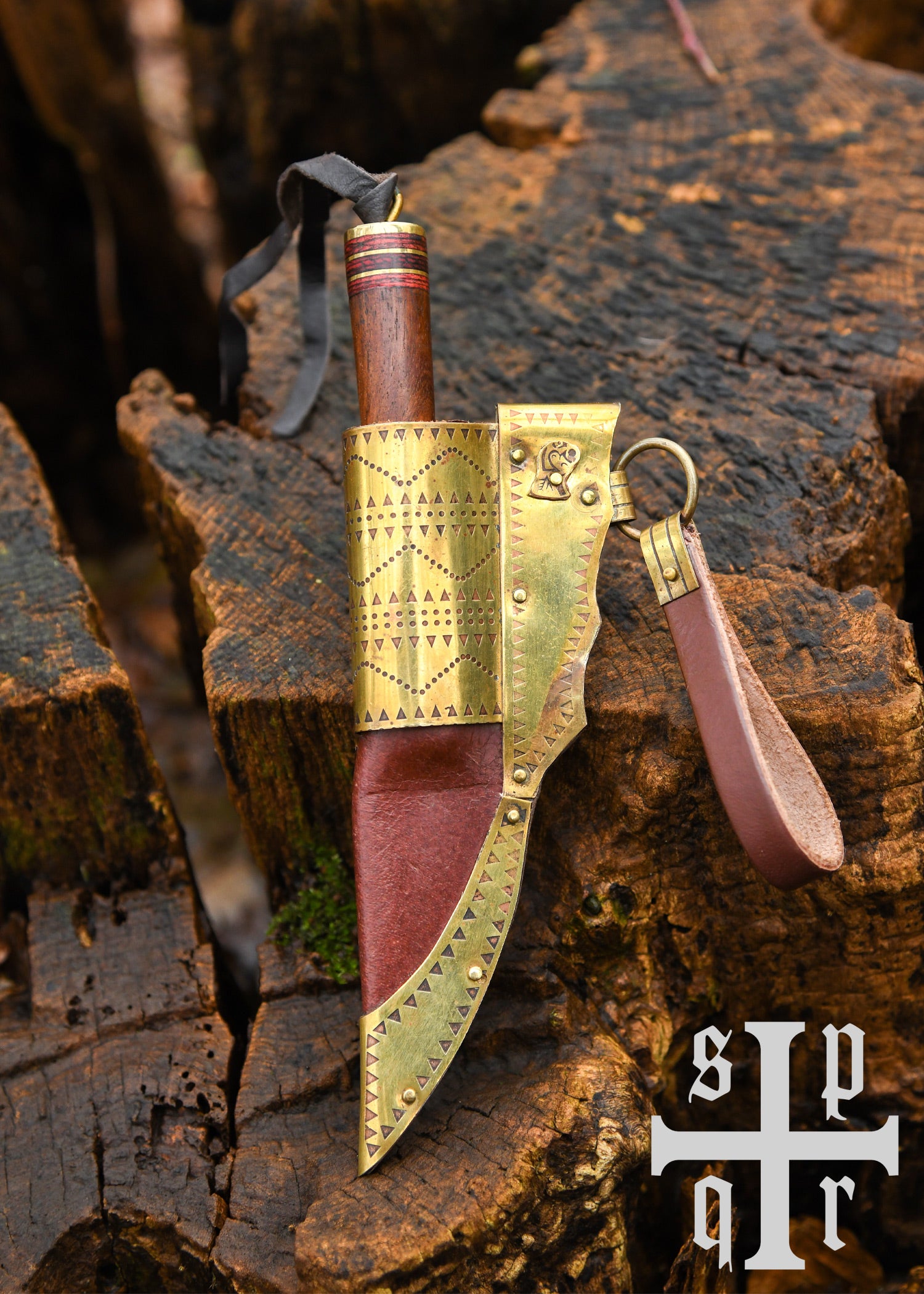 Imagen única de: Cuchillo Vikingo, Acero De Damasco, Mango De Madera/hueso Con Motivo De Cuervo