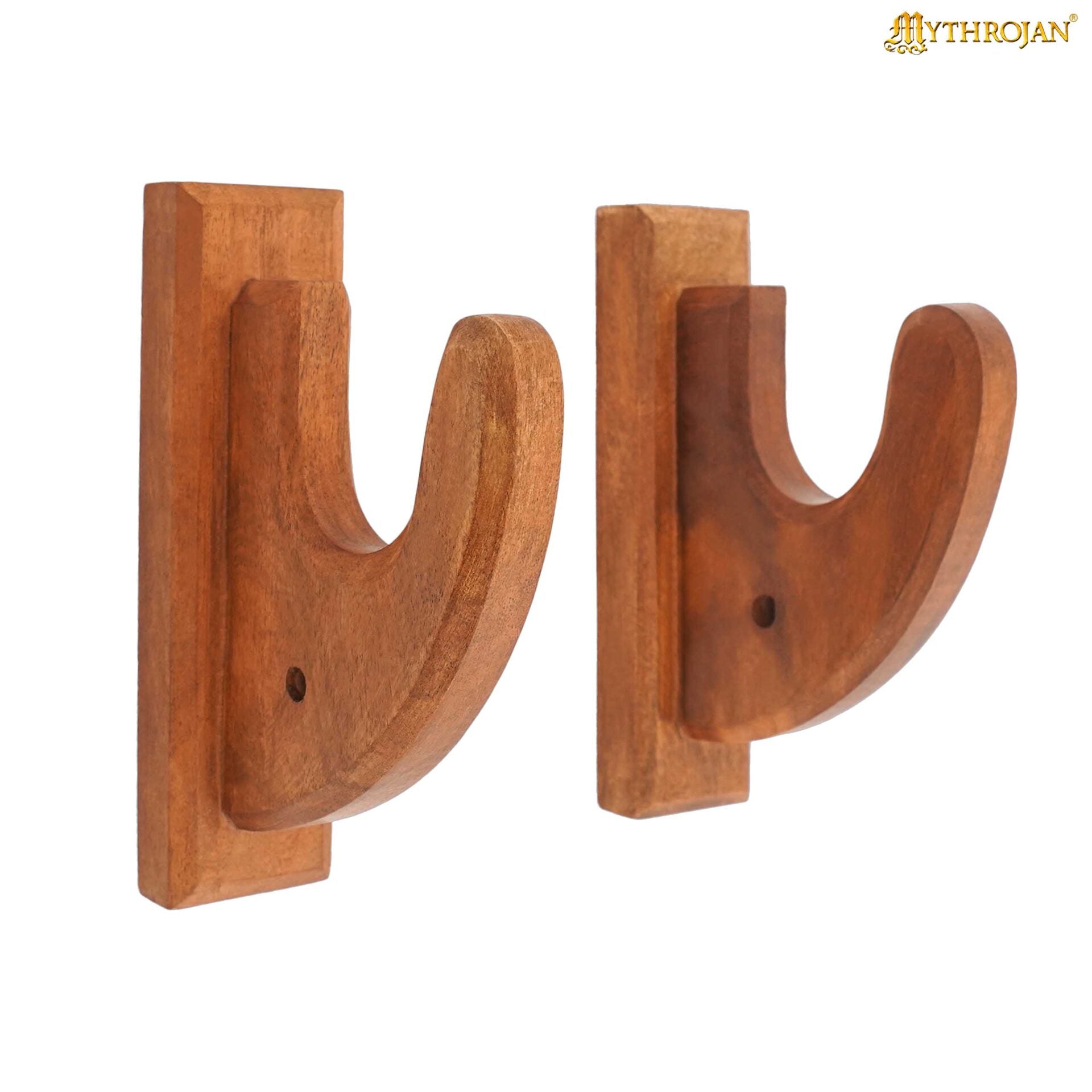 Imagen única de: Mythrojan Sólida Madera Dura Pistola Rifle Arma de Fuego Pantalla Pared Soportes Juego de 2, 6.7 "x4.5"