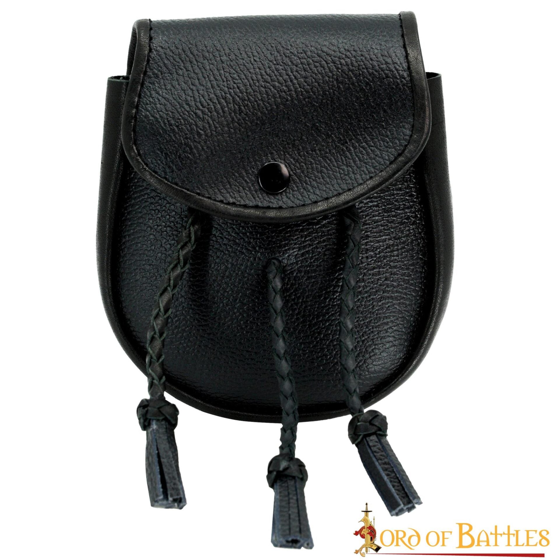 Imagen única de: Sporran Medieval con Borlas Trenzadas Hecho a Mano de Cuero Genuino