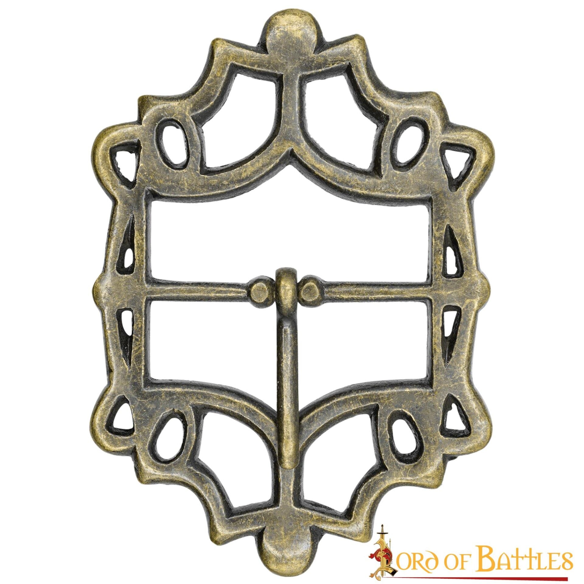 Imagen única de: Cinturón Medieval de Latón Hebilla Gótica - Acabado Latón Antiguo