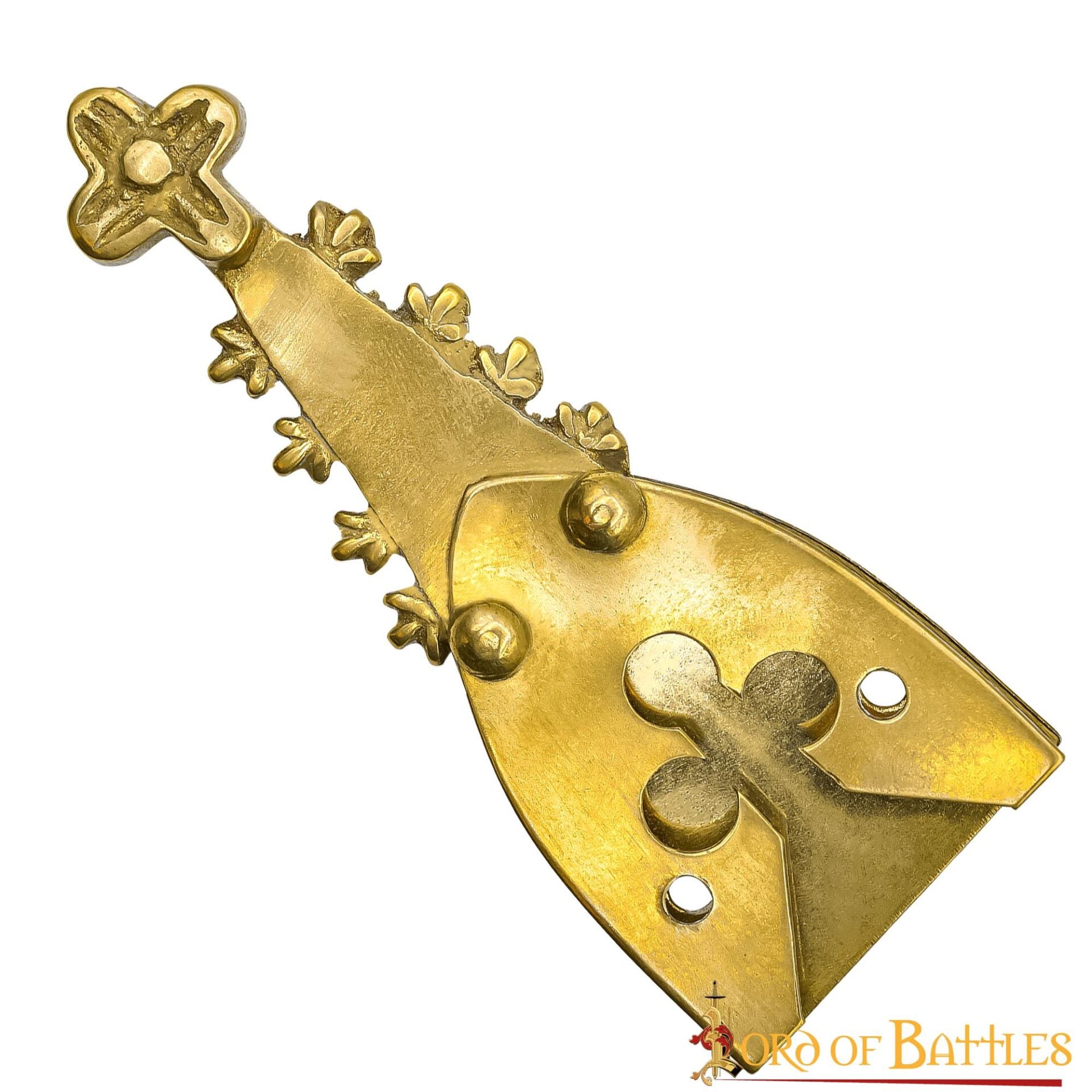 Chape de Cinturón de Latón Renacentista con Motivo Trébol - Guarnición Medieval para Cinturón - Imagen 8