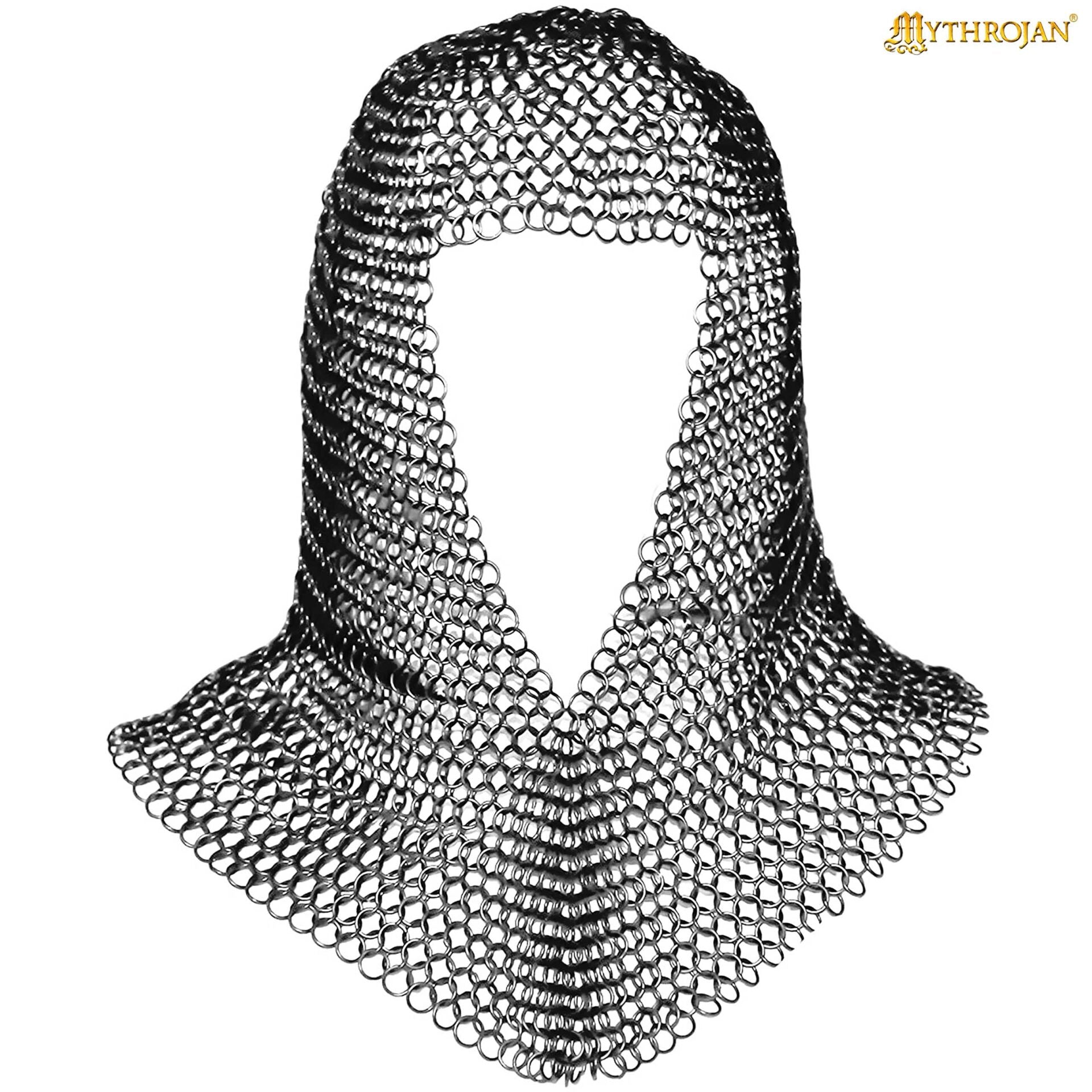 Imagen única de: Cofia de Cota de Malla con Cara en V - 10 Mm, Calibre 16 de Acero Inoxidable, Libre de Óxido - Ideal para Larp, Cosplay y Disfraces de Cine Medieval