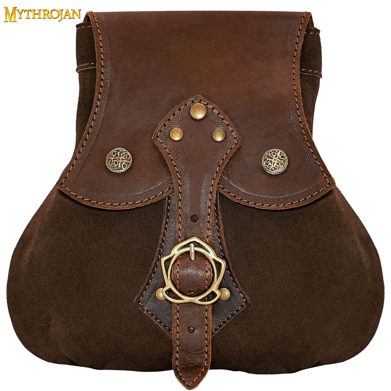 Imagen única de: Mythrojan "stalwart Warrior" Bolsa de Cuero para Larp, Cosplay Medieval Sca Marrón, 8"×8