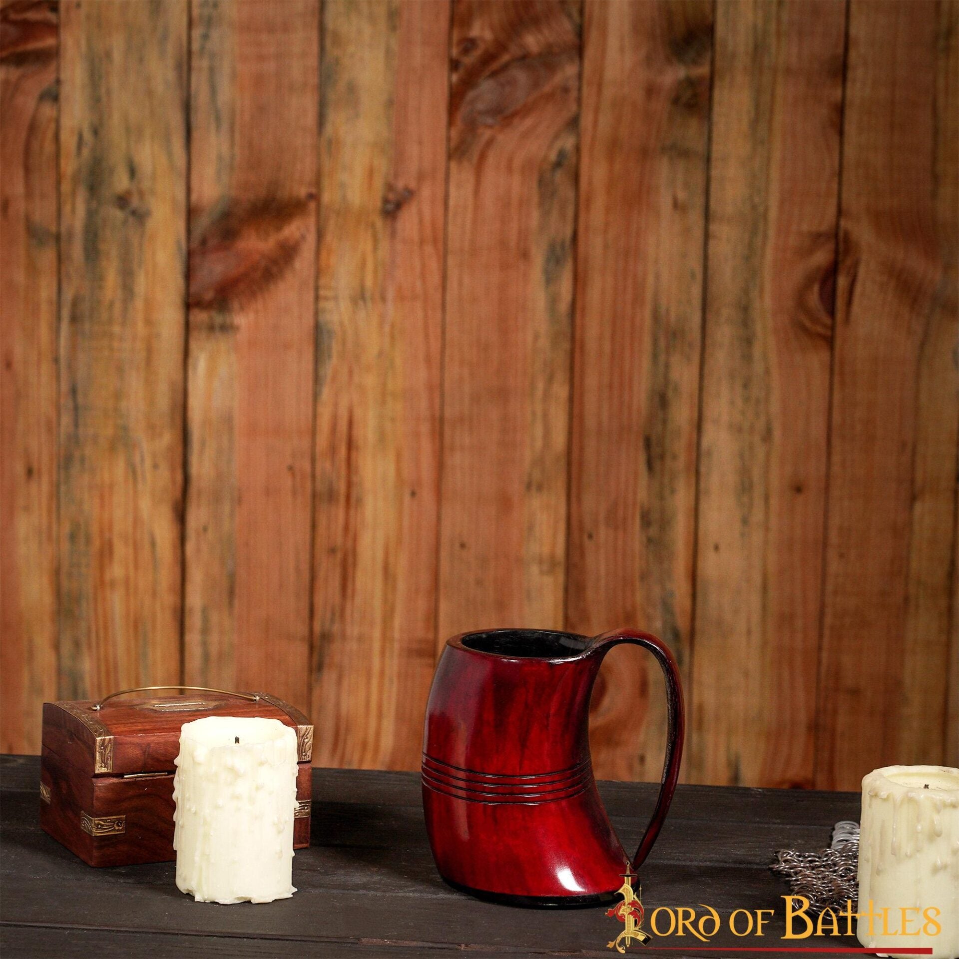 Imagen única de: Taza de Cerveza Vikinga de Cuerno de Buey Auténtica Hecha a Mano