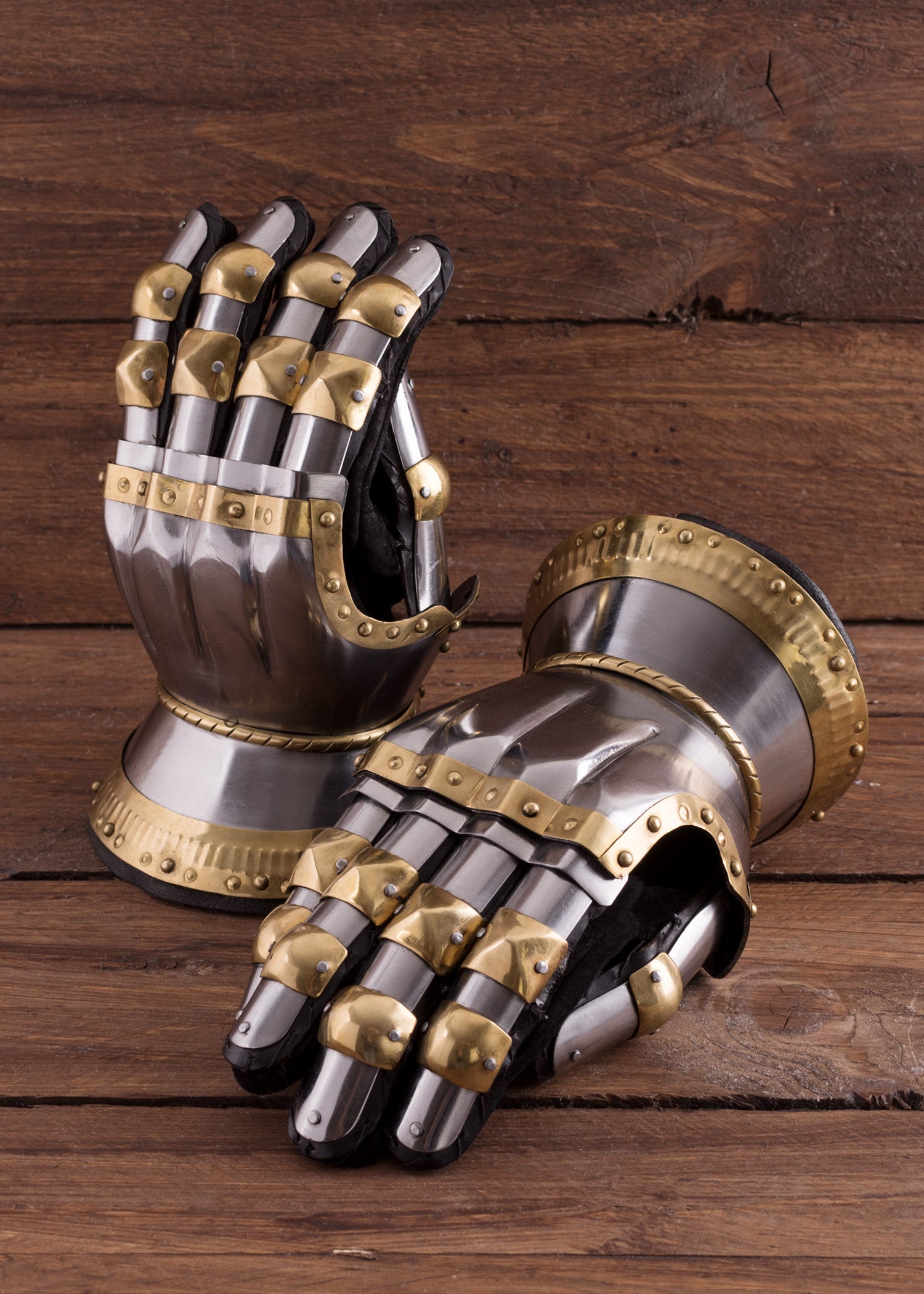 Imagen única de: Guantes Medievales De Reloj De Arena Churburg, 1,2 Mm De Acero Y Latón