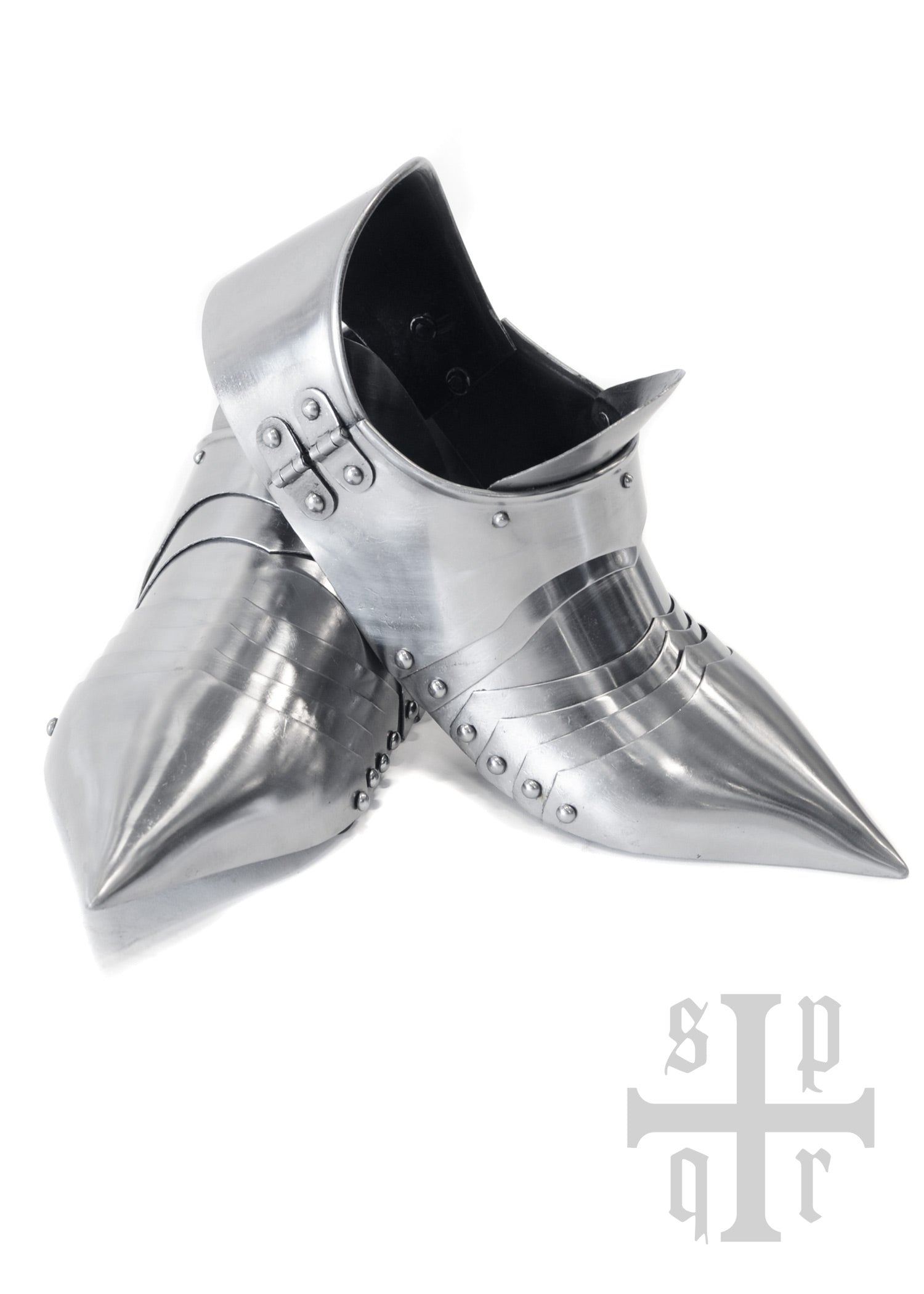 Imagen única de: Escarpes Medievales Puntiagudos, Zapatos Blindados, Siglo Xiv, Acero De 1,5 Mm, Par