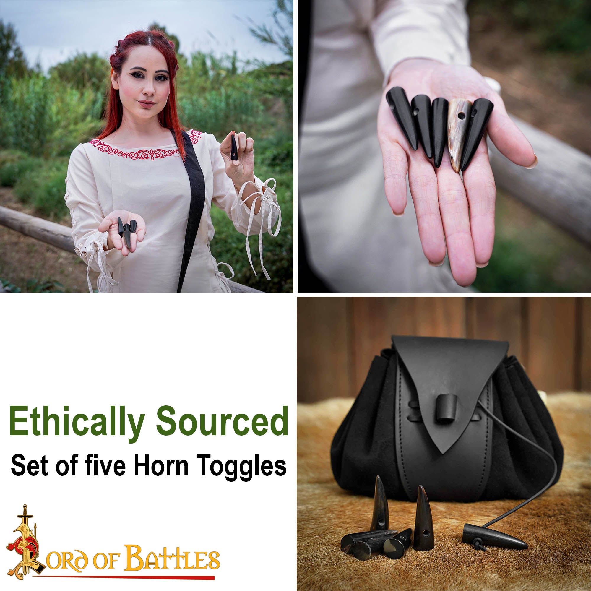 Imagen única de: Juego de 5 Botones de Palanca de Cuerno Pulido Estilo Vikingo - Acabado a Mano con Cuerno de Buey Natural