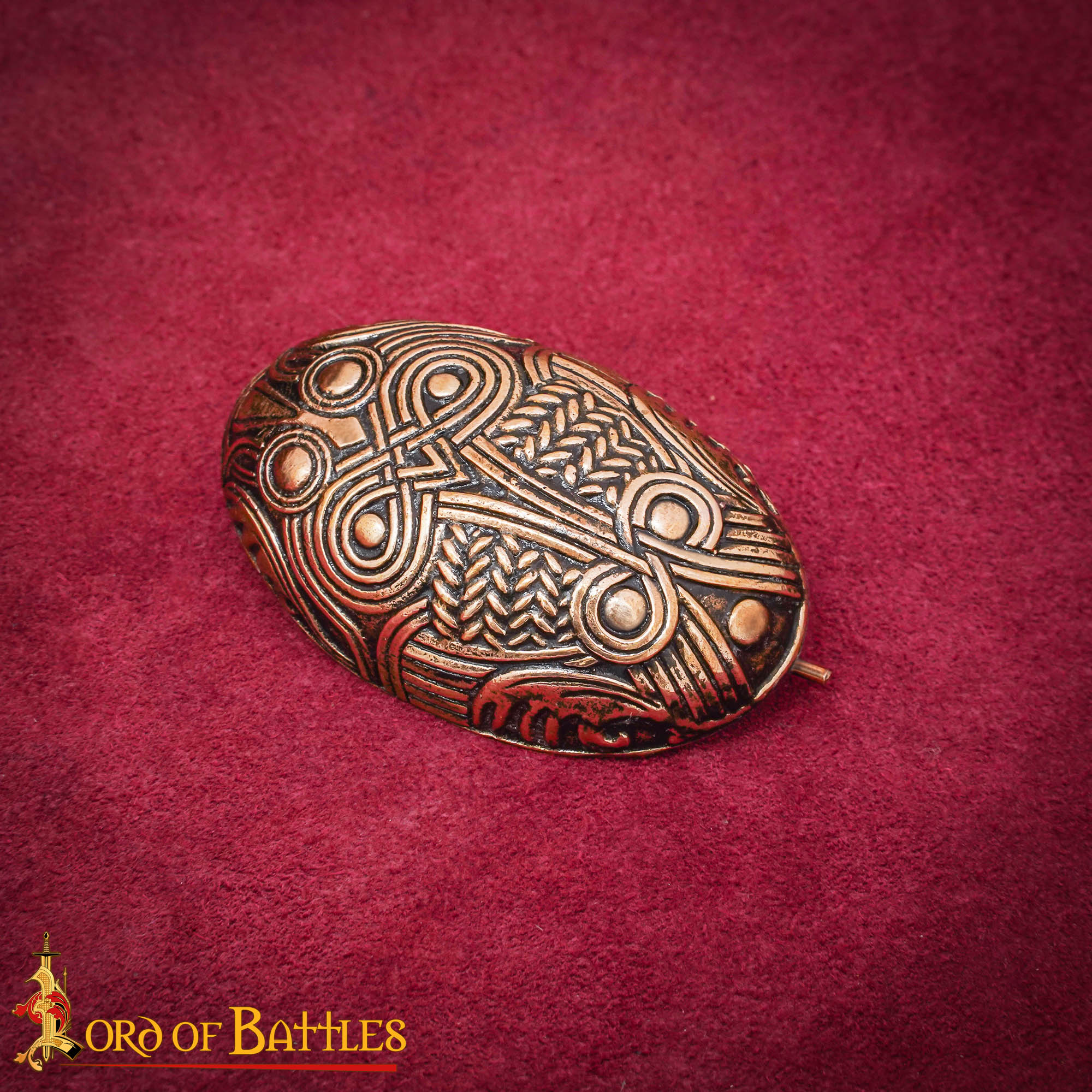 Imagen única de: Broche de Tortuga de Bronce Vikingo de los Siglos Ix-x - Alfiler de Escudo Oval Fundido a la Cera Perdida