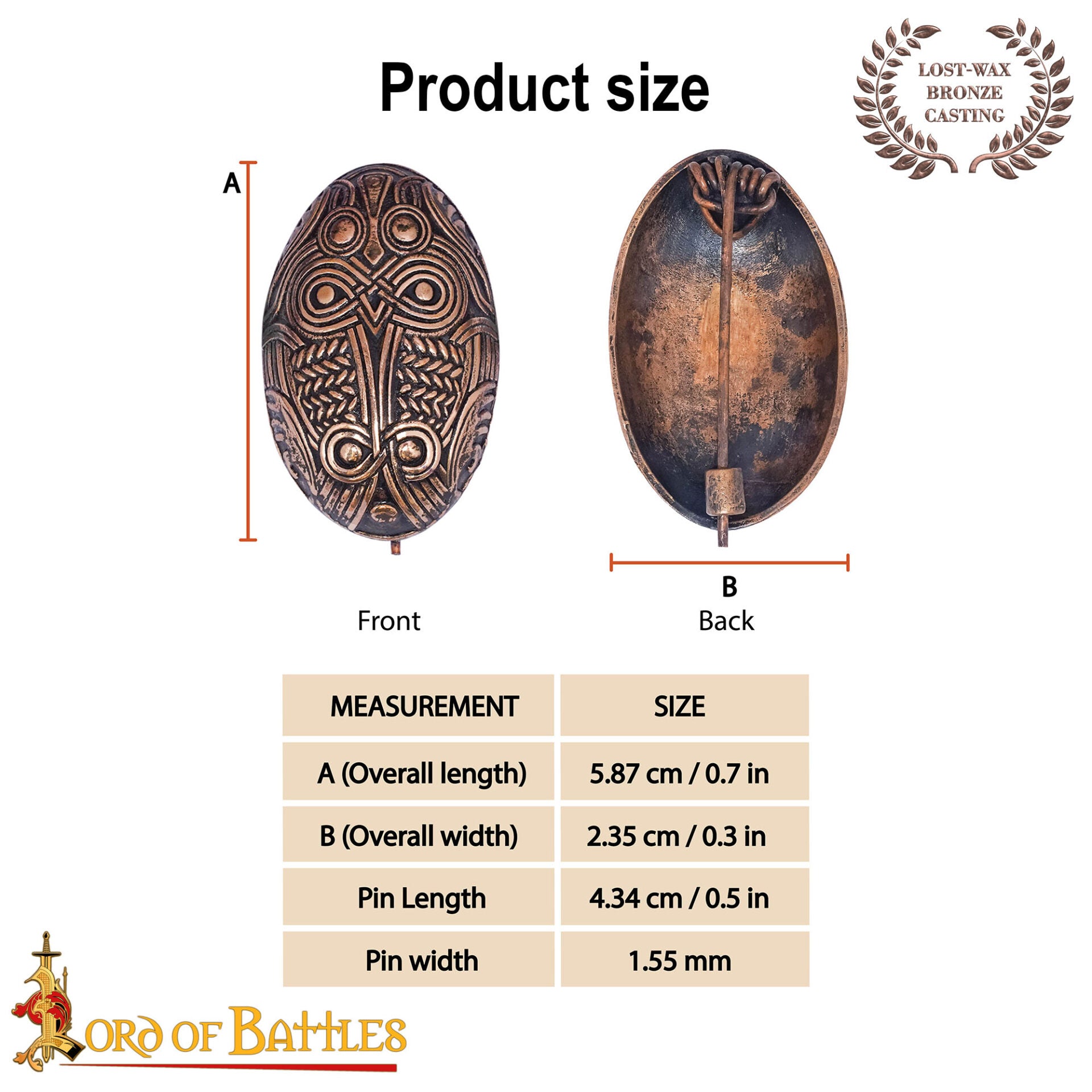 Imagen única de: Broche de Tortuga de Bronce Vikingo de los Siglos Ix-x - Alfiler de Escudo Oval Fundido a la Cera Perdida