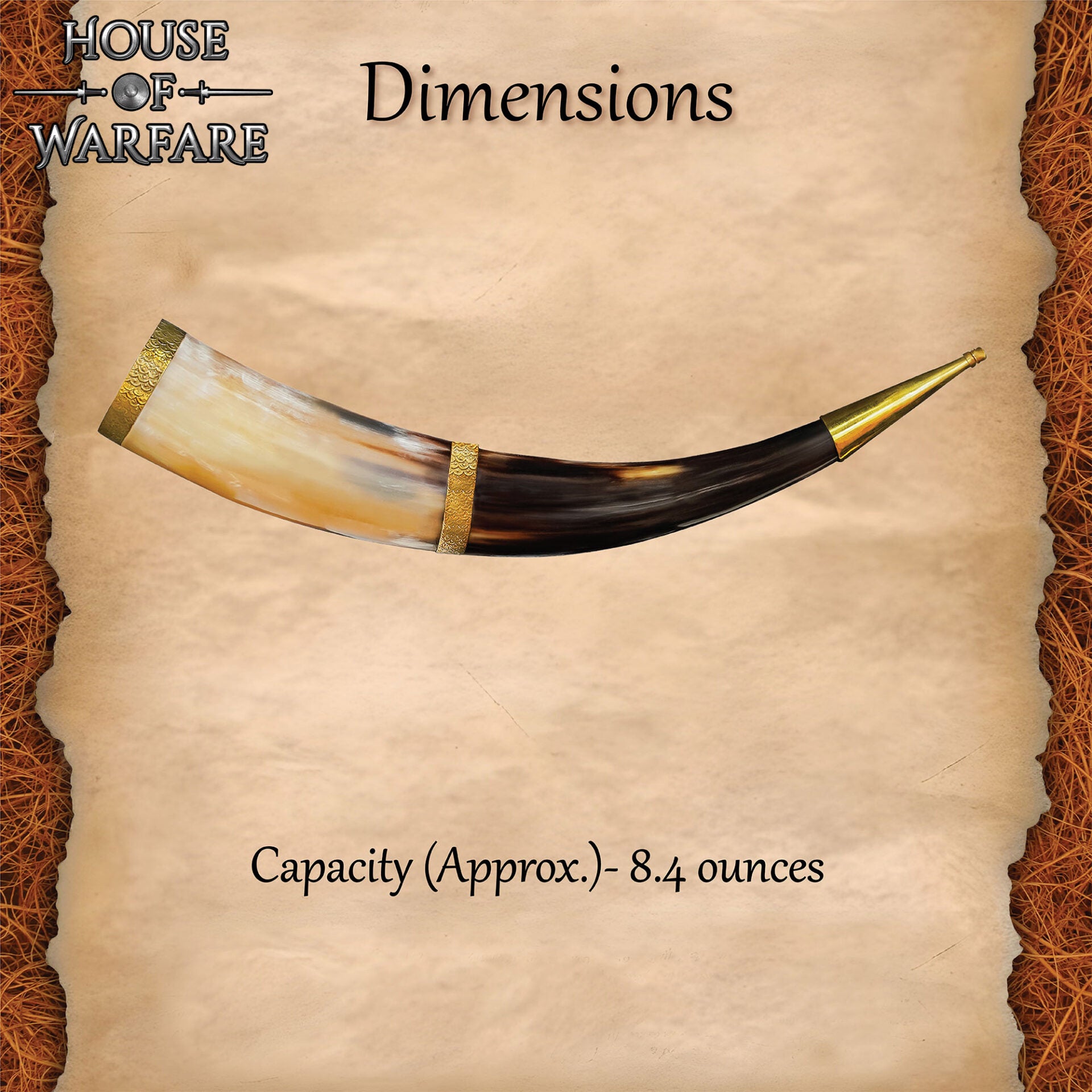 Imagen única de: Cuerno Medieval Vikingo para Beber con Adornos de Latón - Larp, Temas Vikingos