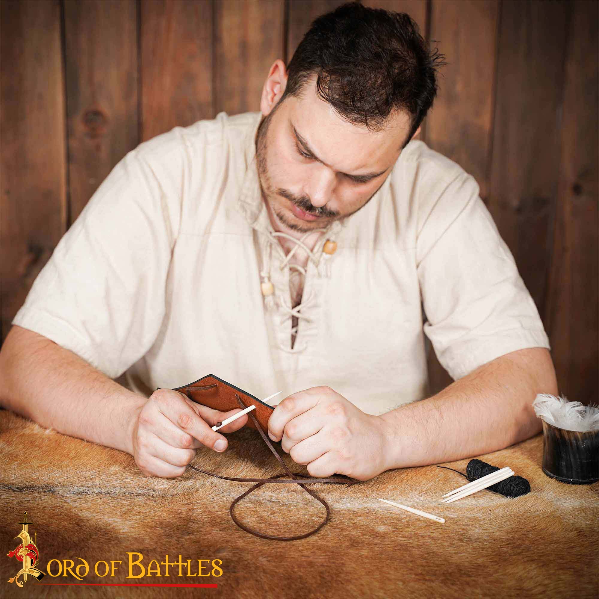 Imagen única de: Juego de 5 Agujas de Bordar Medievales de Hueso - Talladas a Mano en Hueso de Buey de Origen Ético - Acabado Pulido