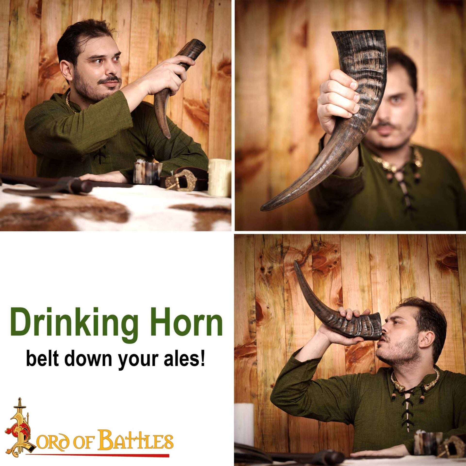 Imagen única de: Jarra de Cuerno de Buey Medieval con Acabado a Mano (400 Ml)