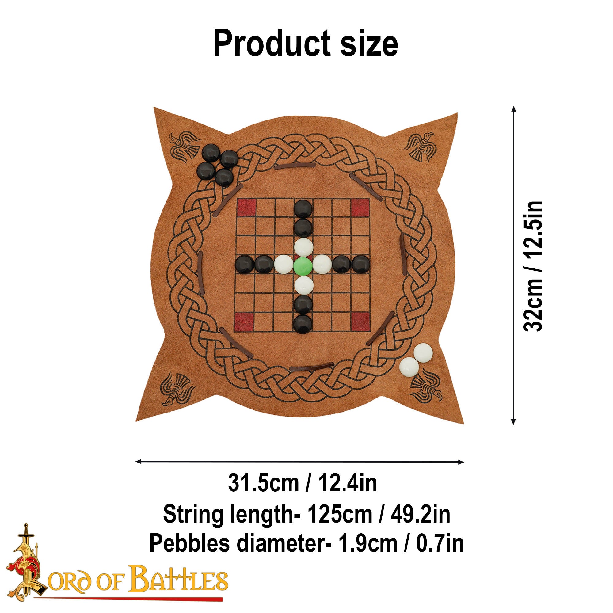 Imagen única de: Juego Hnefatafl Vikingo del Siglo X - Edición de Viaje de Cuero Hecho a Mano