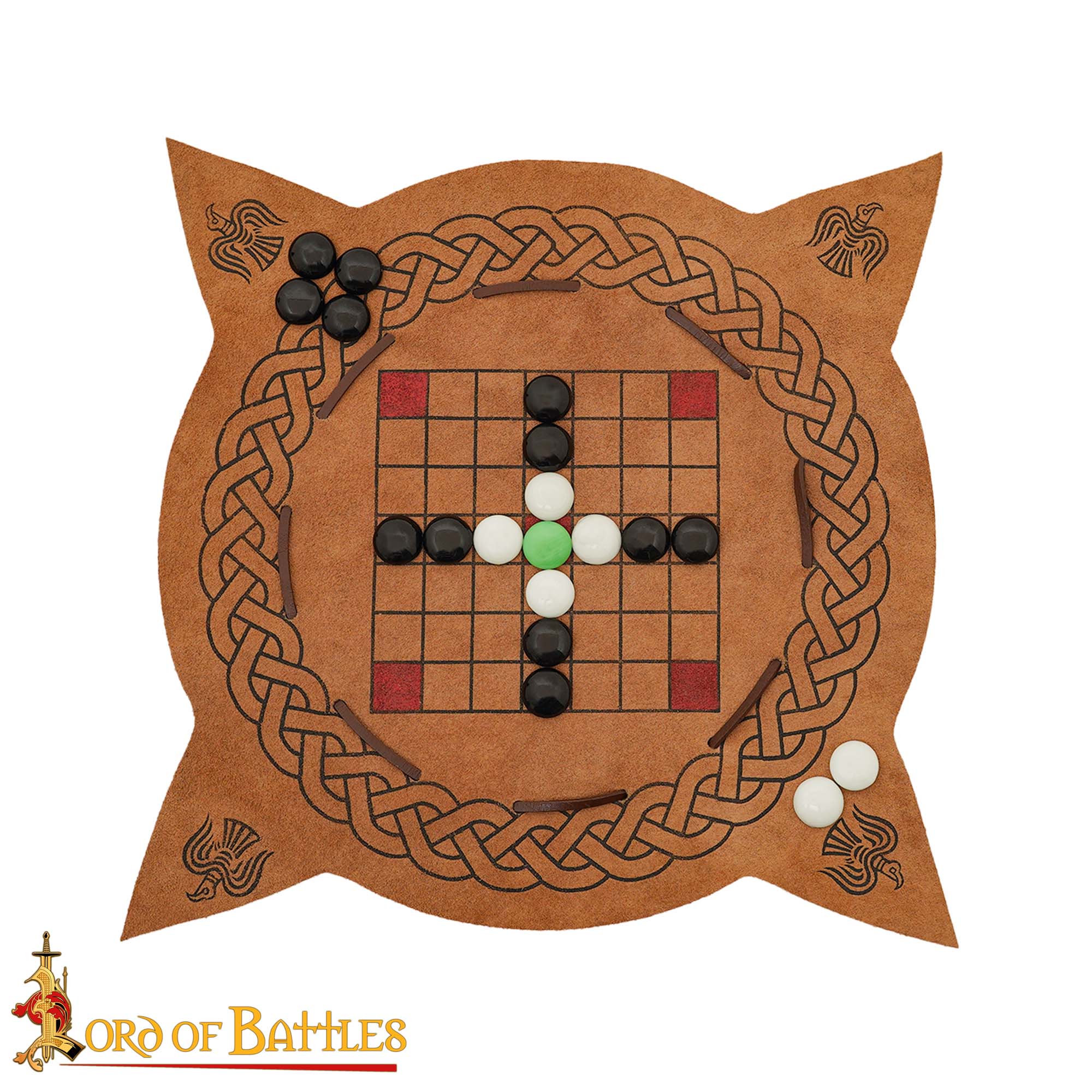 Imagen única de: Juego Hnefatafl Vikingo del Siglo X - Edición de Viaje de Cuero Hecho a Mano