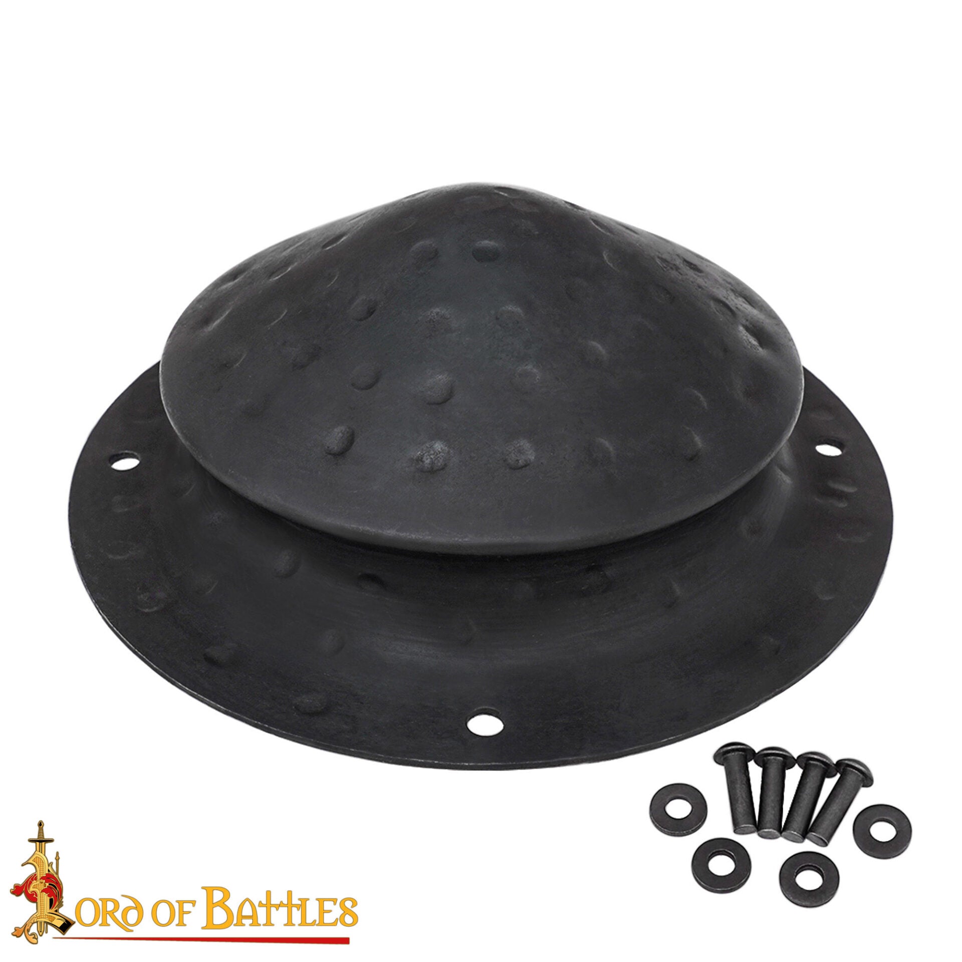 Imagen única de: Escudo Cónico Medieval de Acero Forjado a Mano con Remaches de Montaje