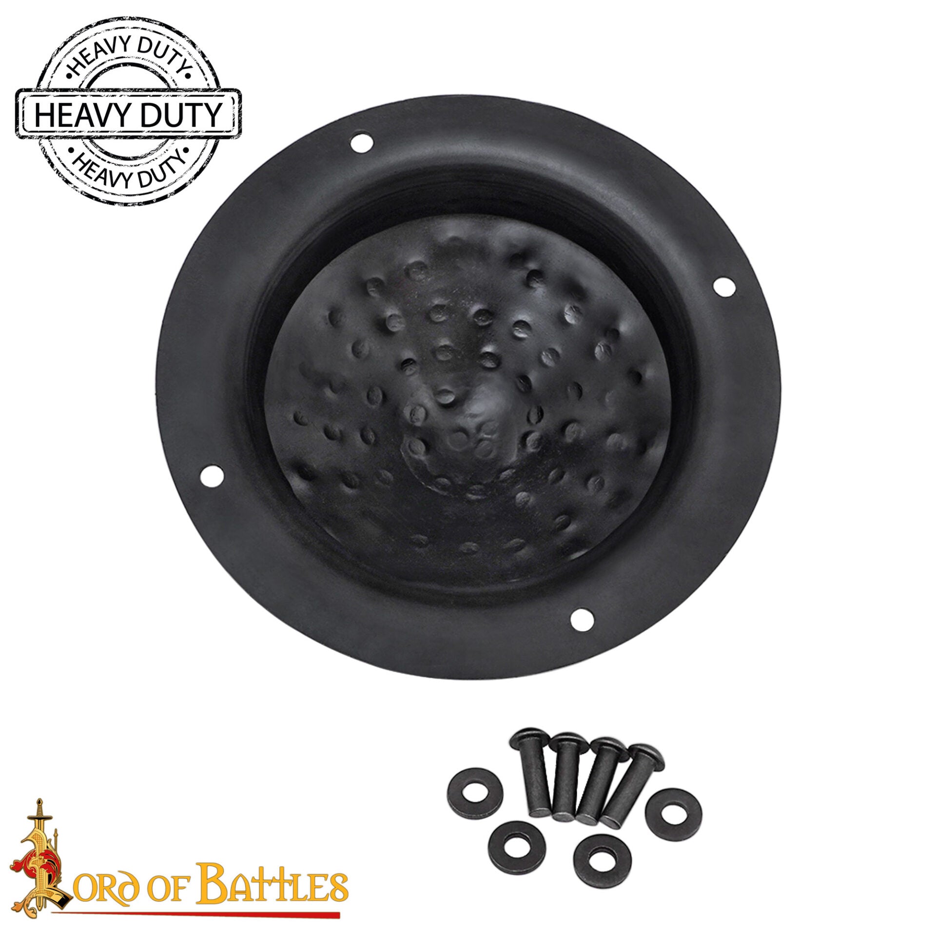 Imagen única de: Escudo Cónico Medieval de Acero Forjado a Mano con Remaches de Montaje