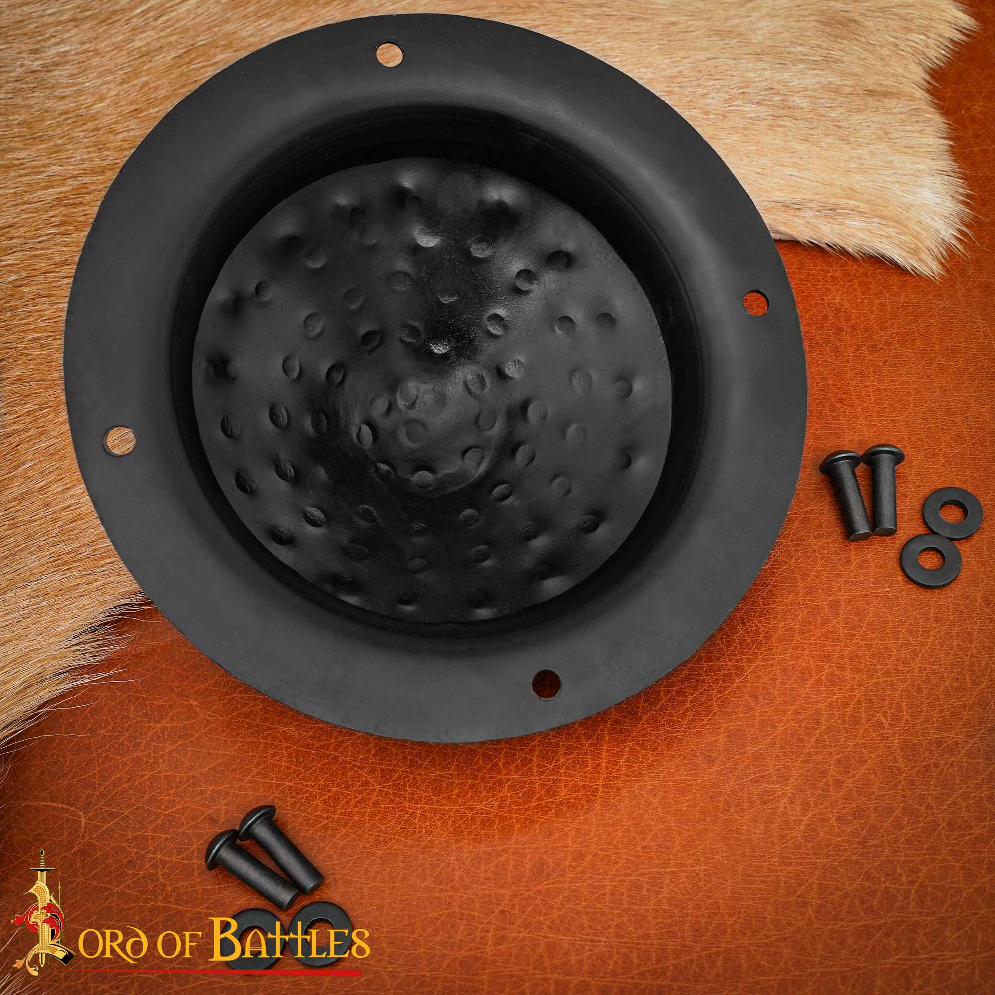 Imagen única de: Escudo Cónico Medieval de Acero Forjado a Mano con Remaches de Montaje