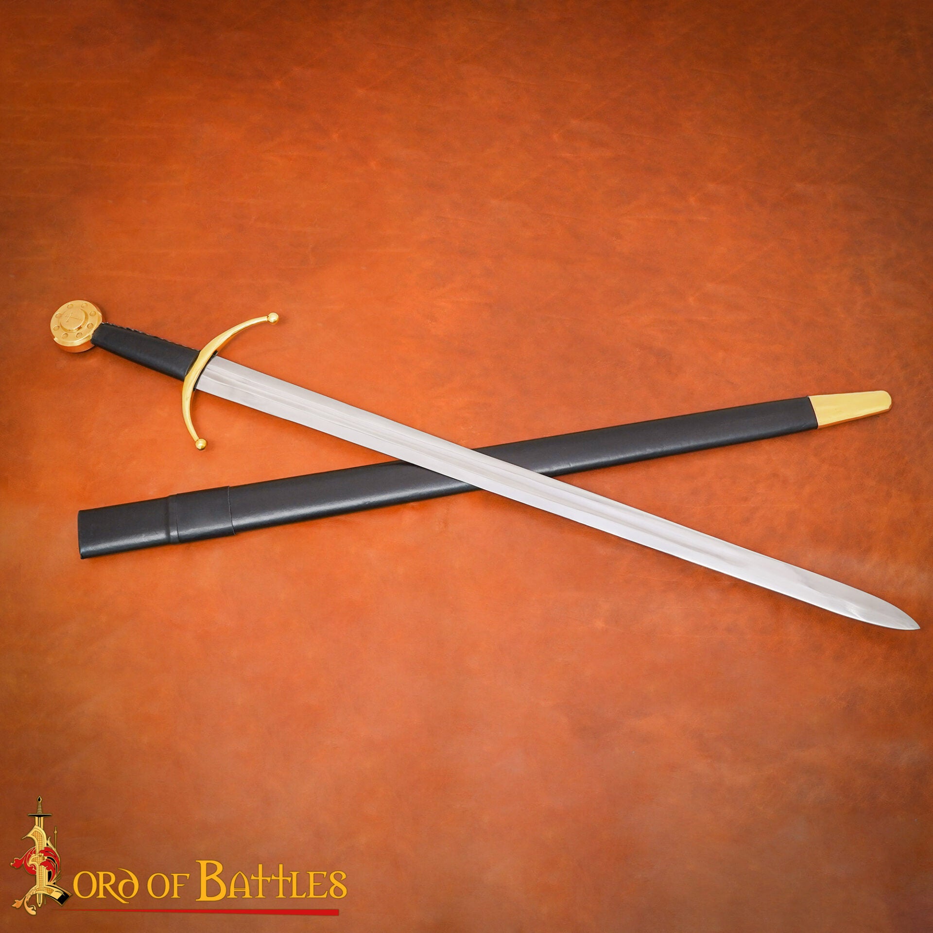 Imagen única de: Espada Medieval Eduardo Iii Forjada a Mano con Vaina de Cuero