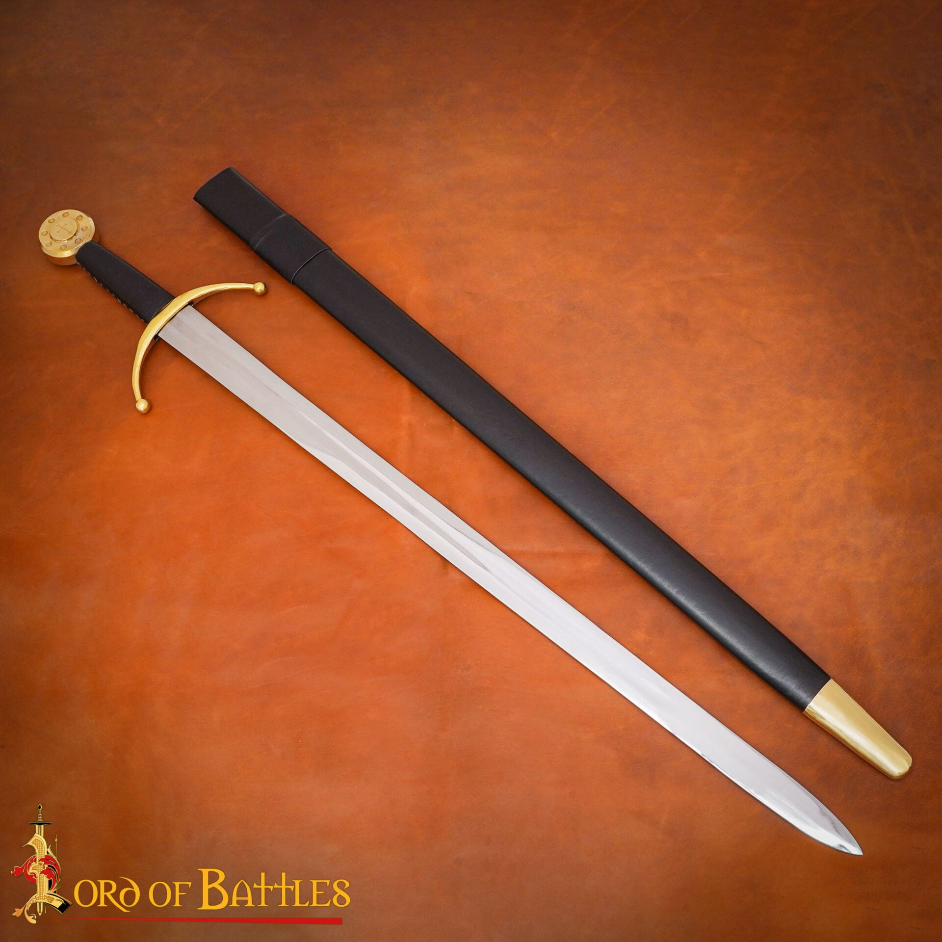 Imagen única de: Espada Medieval Eduardo Iii Forjada a Mano con Vaina de Cuero