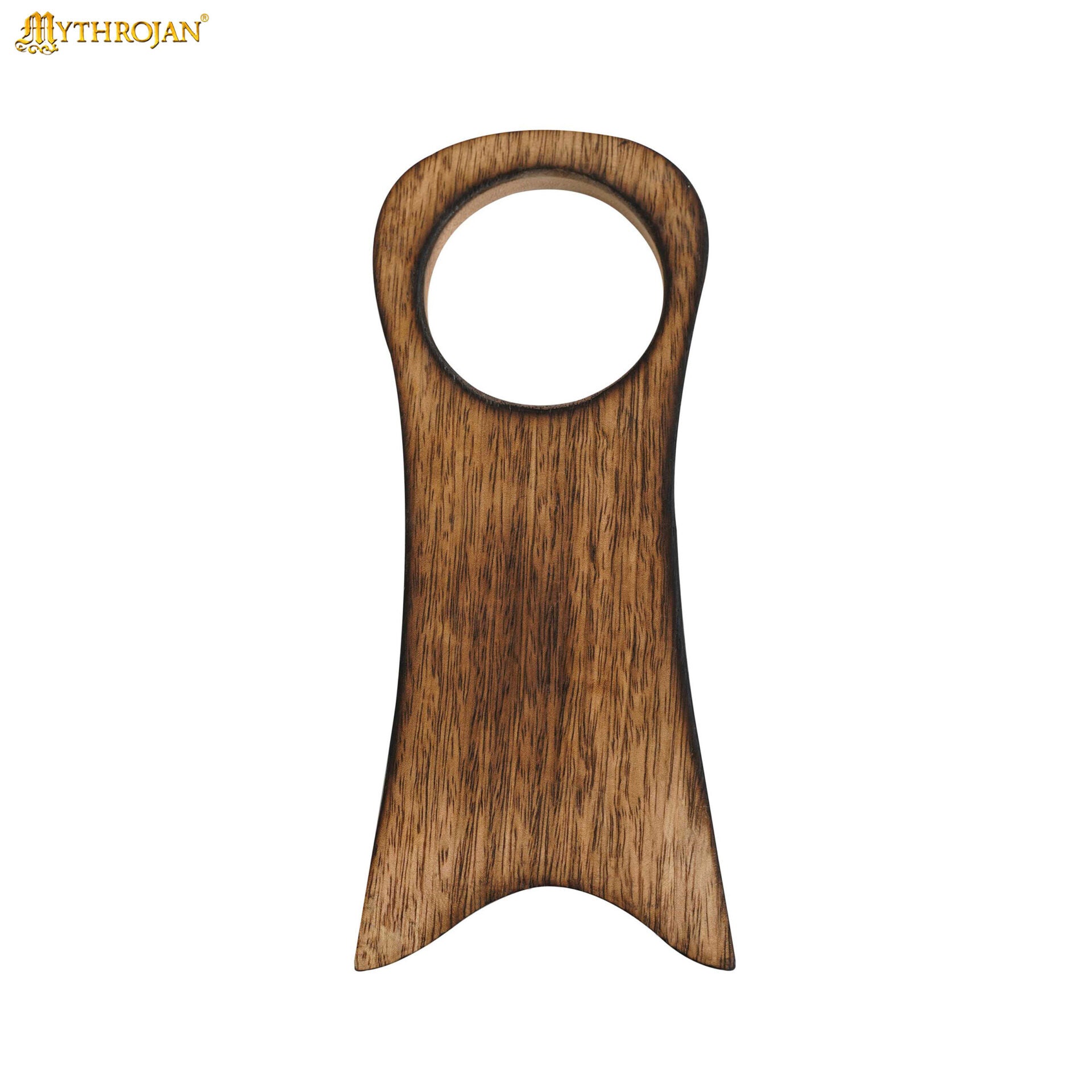 Imagen única de: Mythrojan Estante de Cuerno para Beber de Madera Maciza | Acabado Natural Soporte Vikingo para Aguamiel | Soporte Medieval para Cuerno