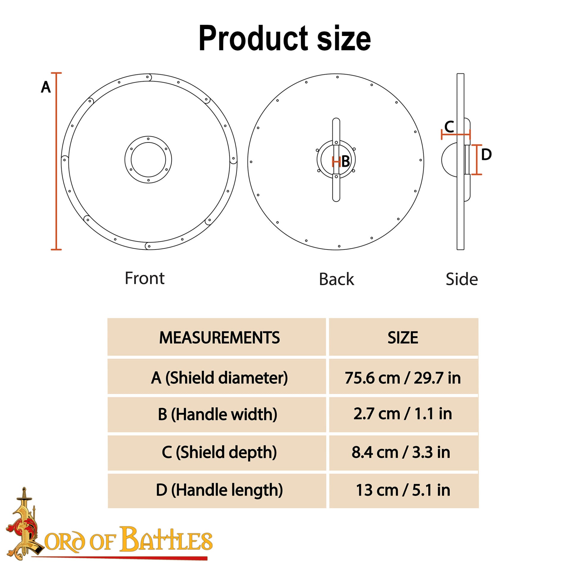 Imagen única de: Escudo Redondo Vikingo 30" - Escudo Artesanal de Madera con Jefe de Acero - Pintura de Guerra Roja y Azul