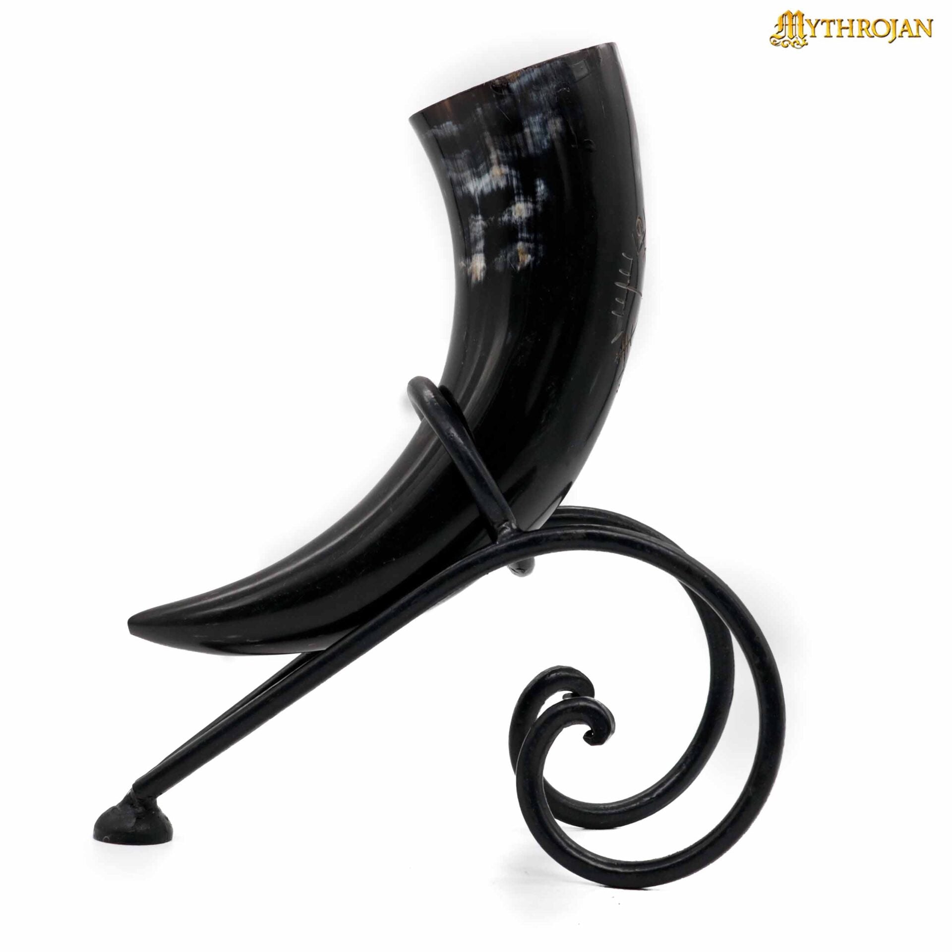 Imagen única de: Mythrojan Soporte de Hierro Forjado a Mano para Cuerno de Cerveza Vikingo - Black Ale Horn Stand