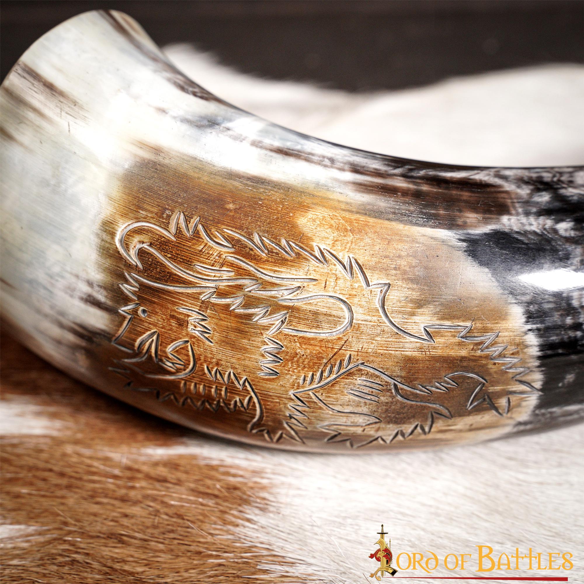 Imagen única de: Cuerno Medieval para Beber 400 - 500 Ml Cuerno de Buey Auténtico Hecho a Mano