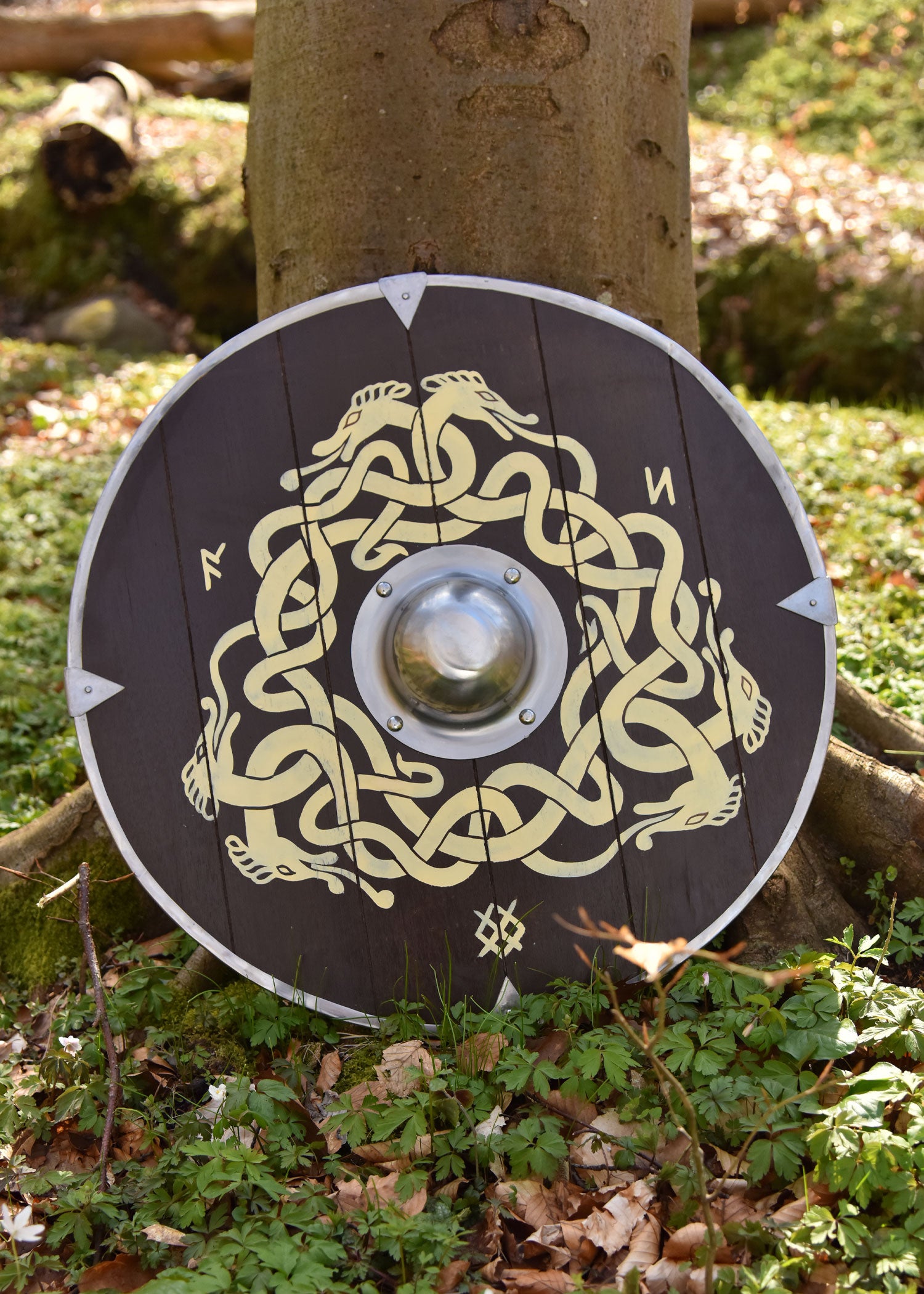 Imagen única de: Escudo Anglosajón Con Motivo De Serpiente Y Runas, 61 Cm (24")